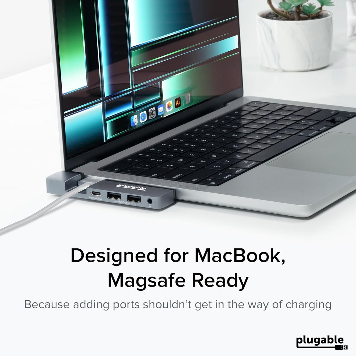 Plugable 5-in-1 USB C Hub for MacBook Pro & Air M1/M2/M3/M4/M5