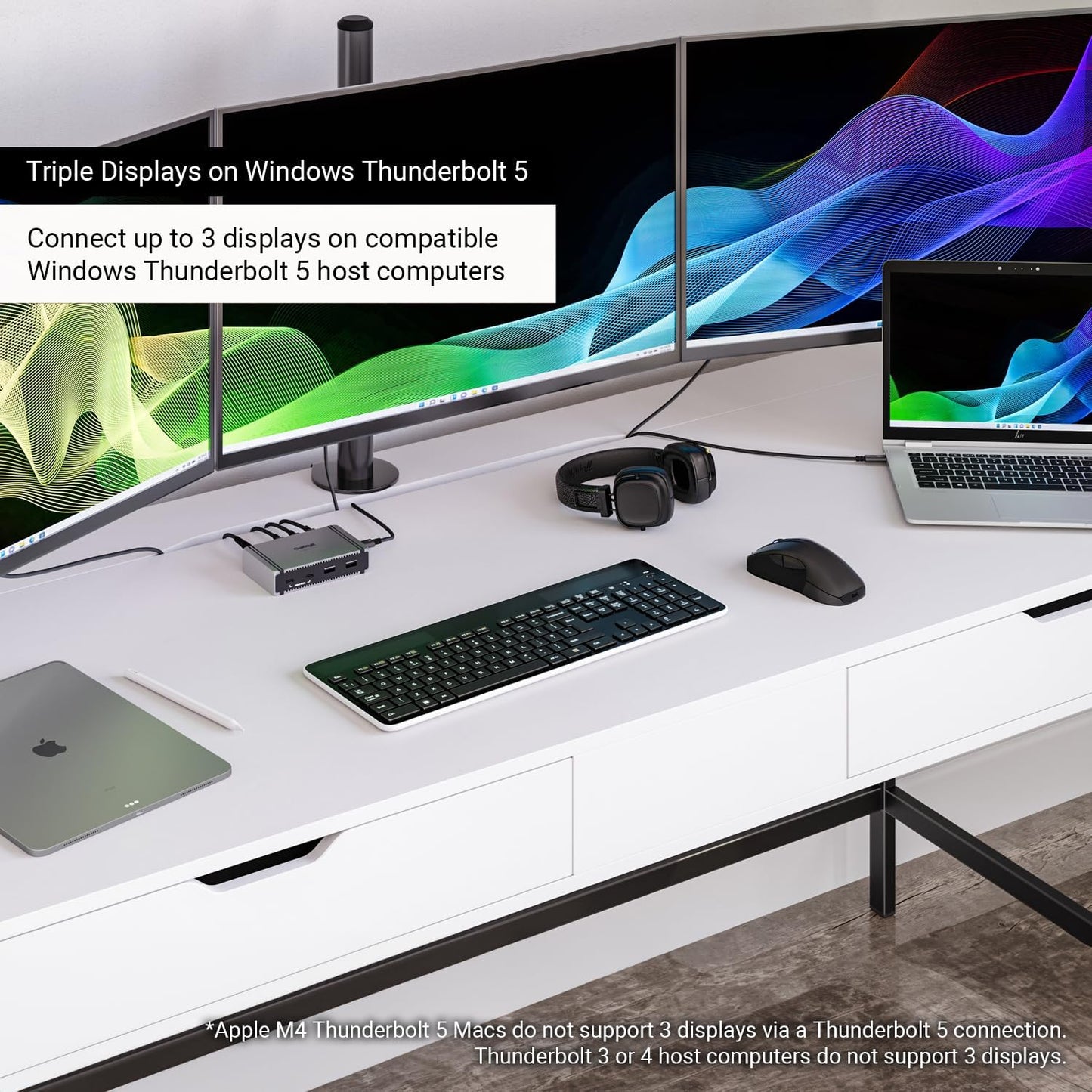 CalDigit E5 - Thunderbolt 5 Element 5 Hub - 9 Ports, 4 x Thunderbolt 5/USB4 v2, 3 x USB-A & 2 x USB-C 10Gb/s, Single 8K, Dual 6K/8K, or Two 4K@240Hz Displays, 90W Charging, 0.8m Cable 180W PSU