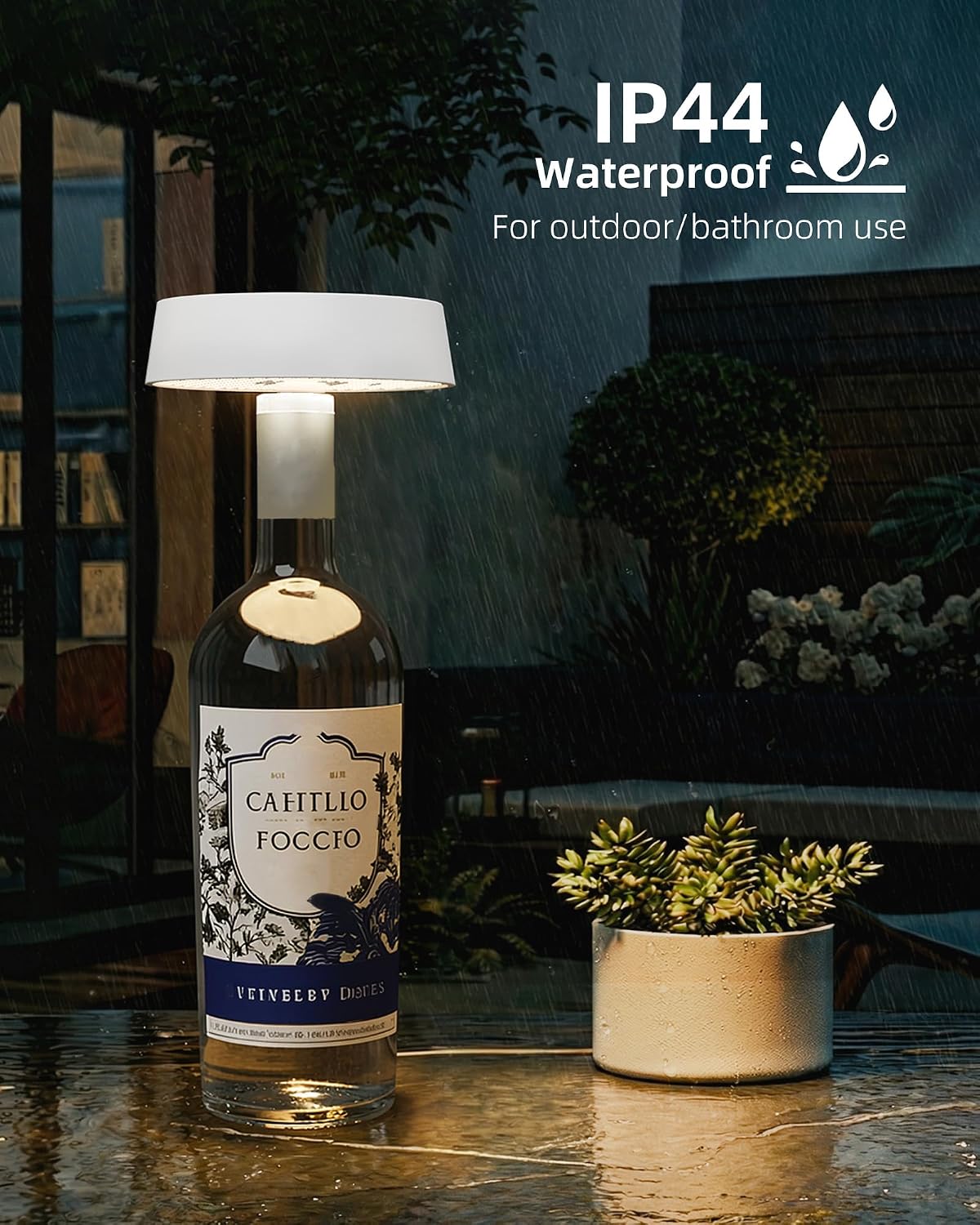Wireless Bottle Lamp, Rechargeable Wine Bottle Lights for Liquor Bottles | RGB, Touch Control 3 Color Temperatures, Dimmable, Outdoor Waterproof, Restaurant & Home Bar Décor, Gift, White 1Pc