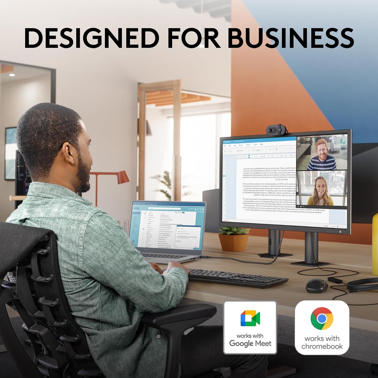 Logitech Brio 105 Full HD 1080p Business Webcam with Auto-Light Balance | 1080p with auto-light correction, built-in mic, privacy shutter, USB-C, compatible with Teams, Google Meet, Zoom and more