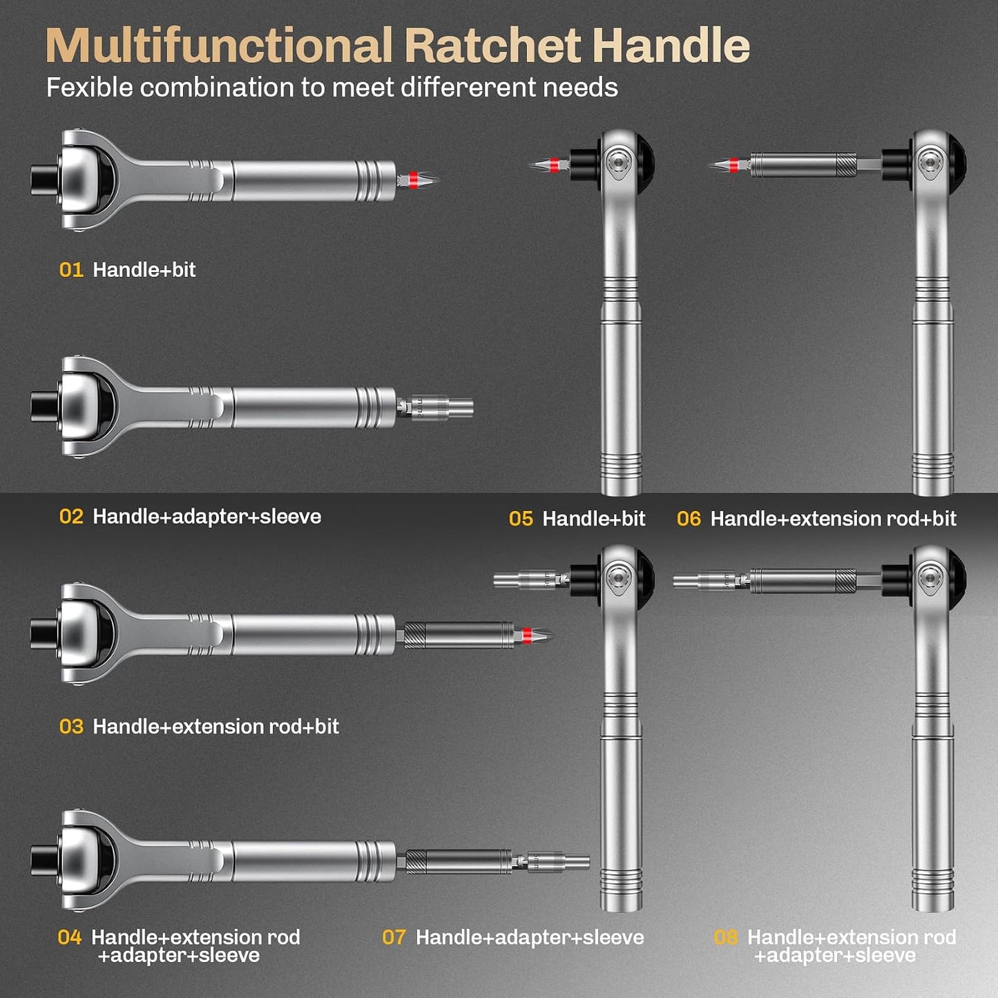 Magnetic Screwdriver Set 40-in-1 Ratchet Screwdriver Tool Kit with 270° Ball-Joint Handle - Portable CRV Bits Precision Repair Tool Set for Electronics,Computer,Phone,Bikes, Watches,Camera
