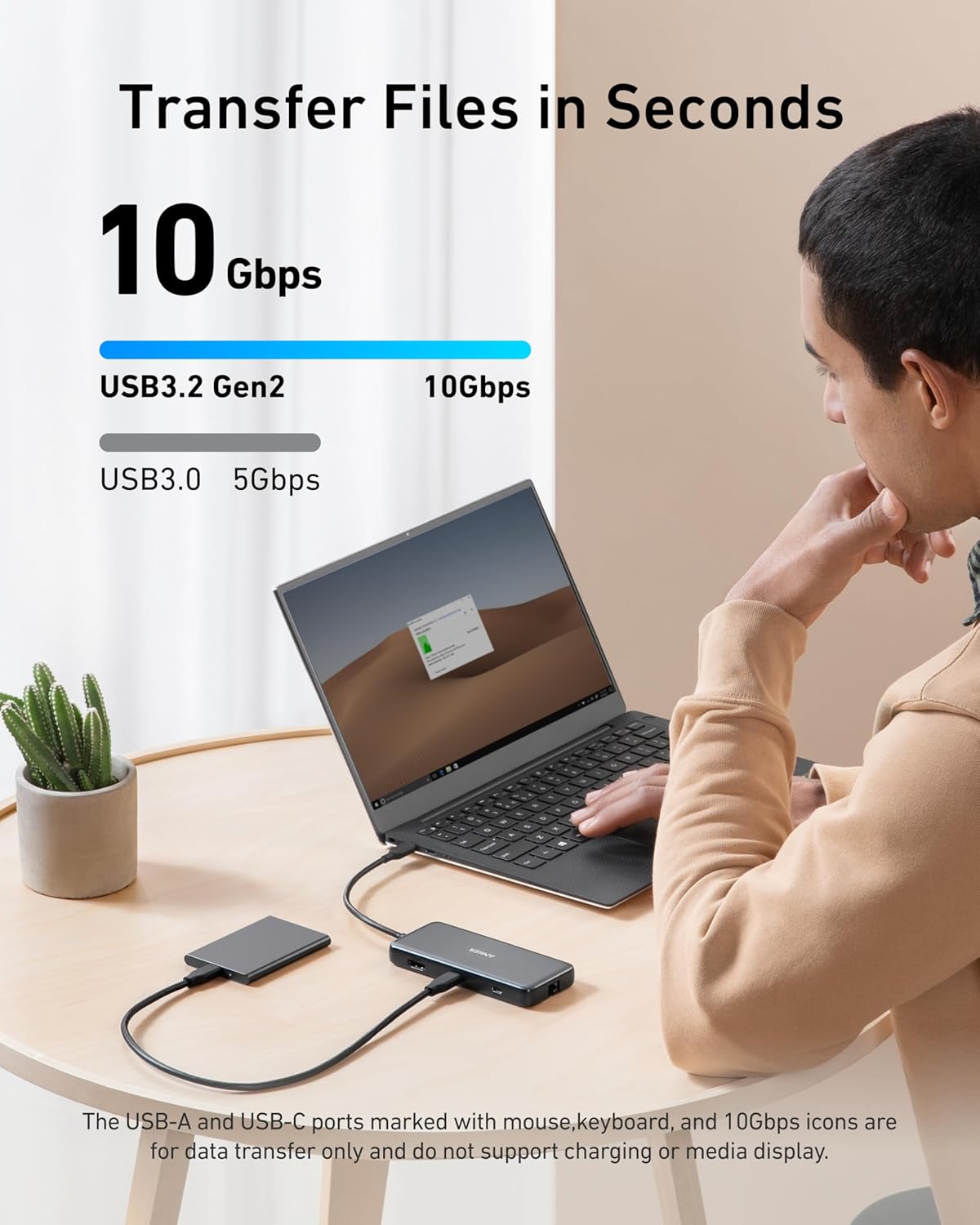 Anker USB-C Hub, 8-in-1 Multiport Ethernet Adapter with 4K@60Hz HDMI Port | 85W Max PD, 10Gbps USB-C & 2 USB-A Data Ports, microSD/SD Card Reader, for USB C Laptops, MacBook Pro, XPS, iPad and More