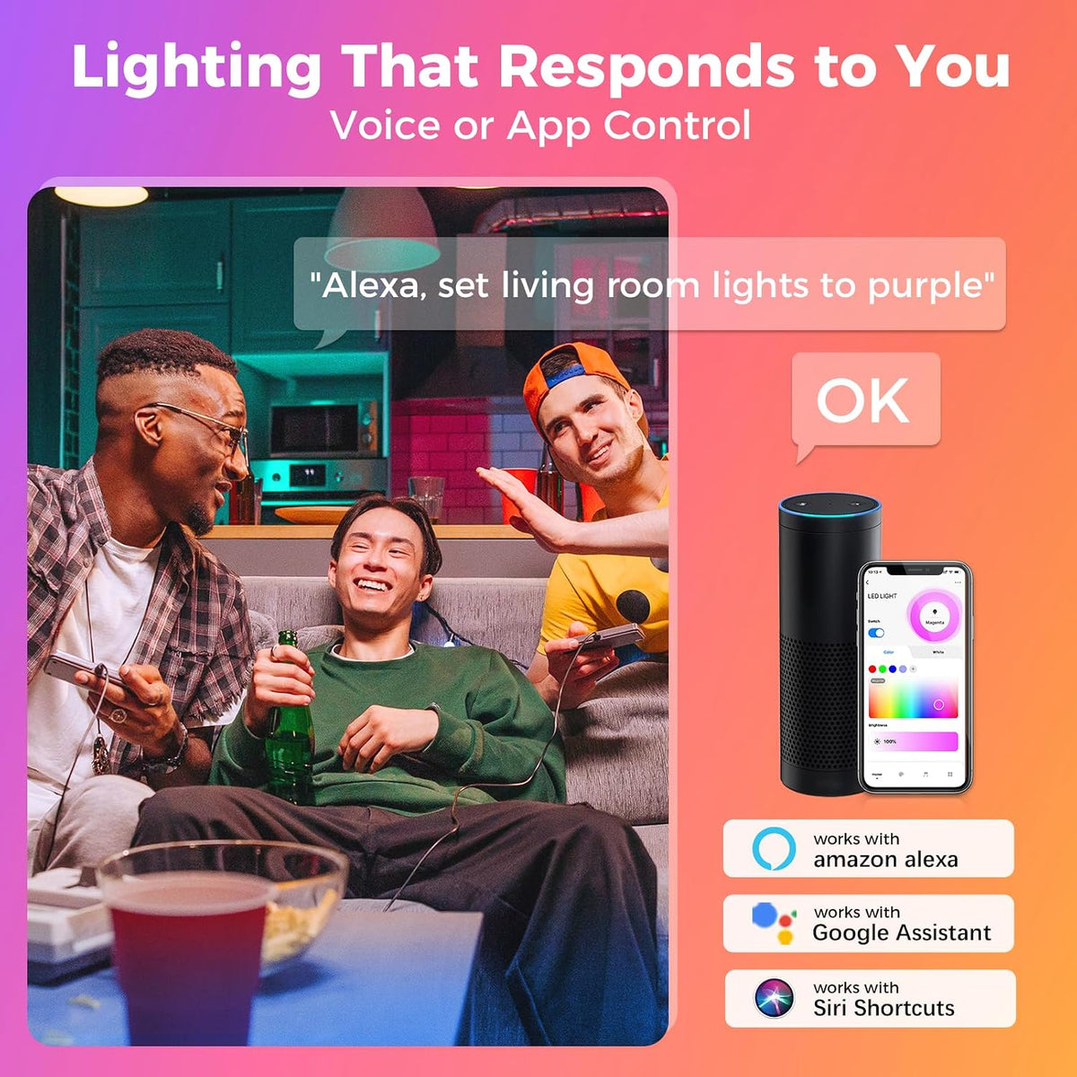 DiCUNO GU10 Smart LED Bulb, Color Changing, 50W Equivalent, 450LM, 4-Pack