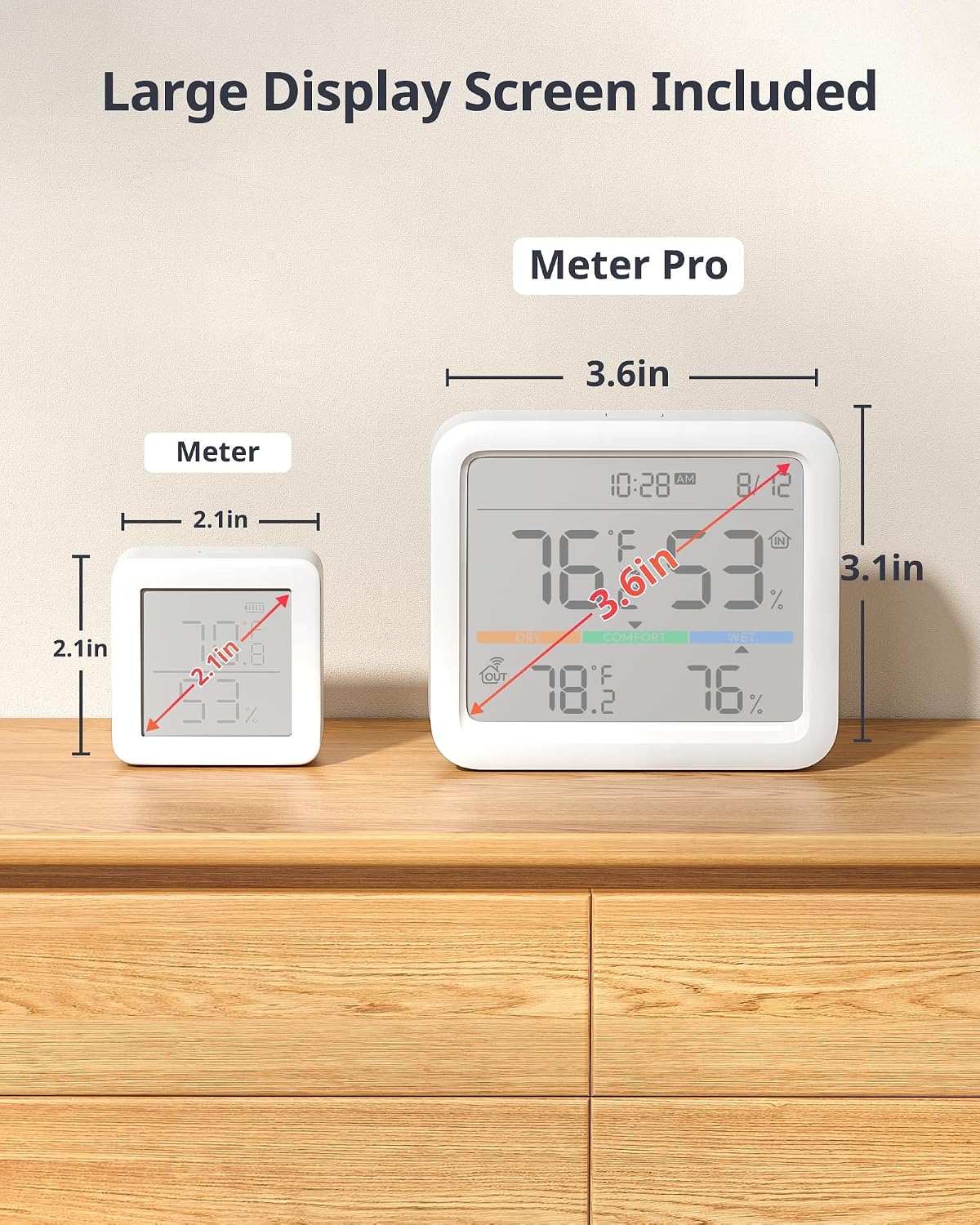 SwitchBot Meter Pro, Digital Hygrometer & Thermometer - Wireless Indoor Temperature & Humidity Monitor with Bluetooth App Control, Real-Time Alert