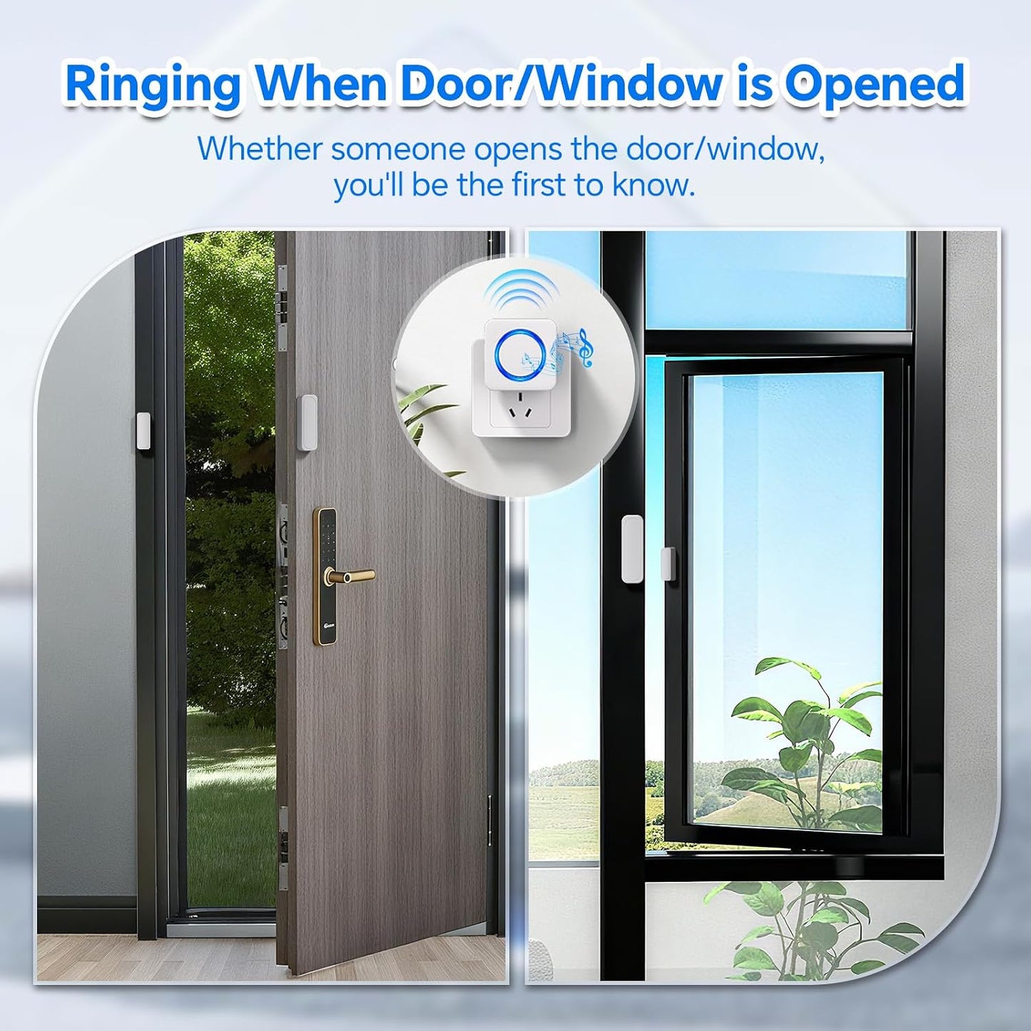 Door Chime When Door Opens, Satisure Wireless Doorbell Sensor Alarm | 700FT Door Entry Alert with 58 Chimes & 5 Volume Levels. Ideal Door Sensor Chime for Kids, Toddler & Dementia Safety