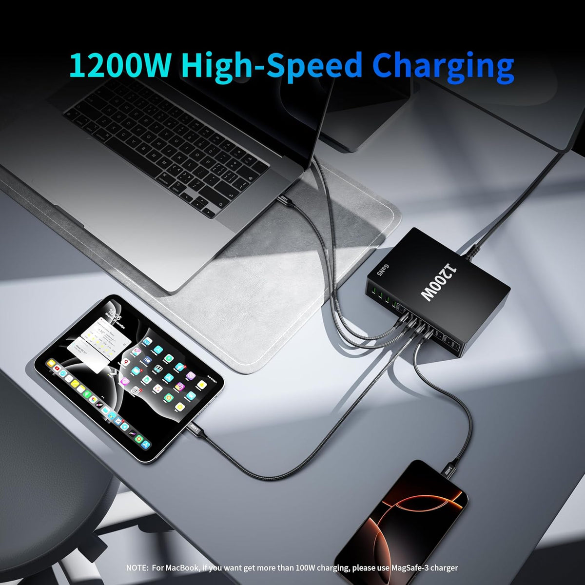 1200W USB C Charger Block Fast 12 Port MacBook Pro Charging Station | 140W PD PPS AVS HUB for All iPhone 17 Pro Max/17 Air/16 SE/Samsung Galaxy 26/ MacBook Pro/Air/iPad Pro/240W Cable