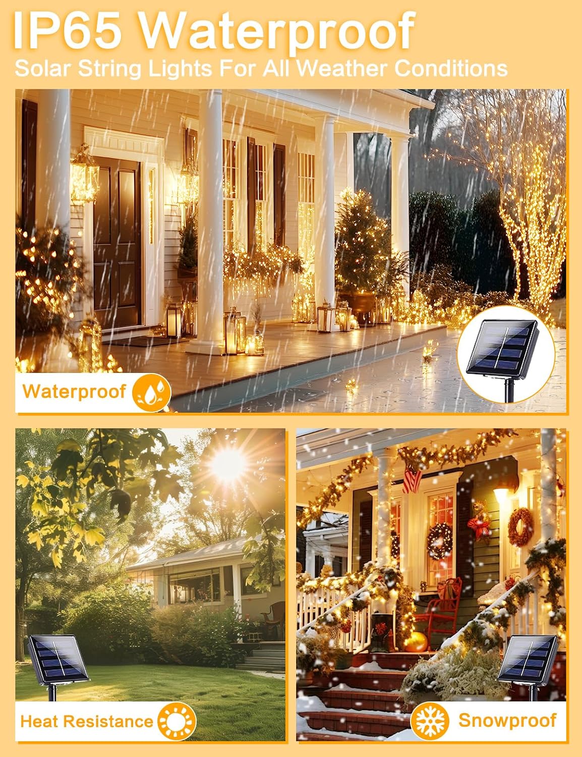 Solar String Lights Outdoor, 2 Pack 80 FT 200 LED Fairy Lights | Warm White, 8 Modes, Memory, Auto On/Off, IP65 Waterproof Copper Wire Twinkle Light for Garden Tree Patio Fence Wedding Decor