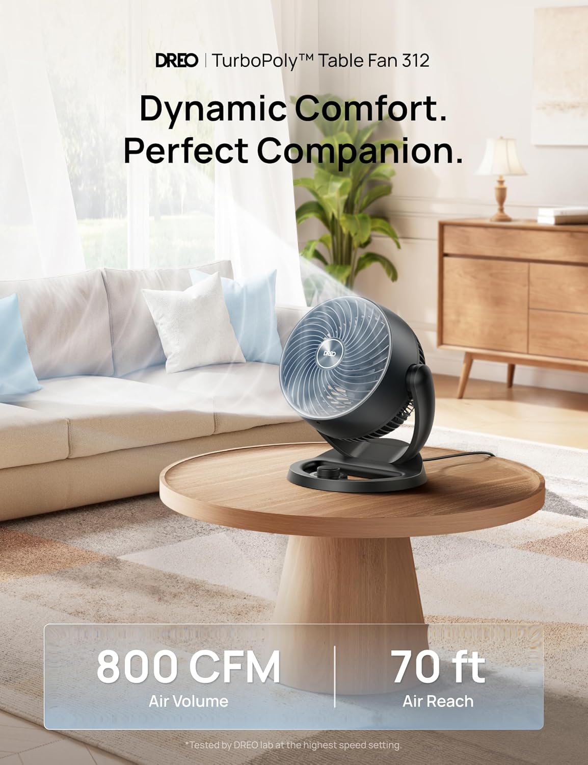 DREO Fan for Bedroom, 12 Inches, 70ft Powerful Airflow, 25db Quiet Table Air Circulator Fans for Whole Room, 120° Adjustable Tilt, 3 Speeds, Desktop Fan for Home, Office, Kitchen