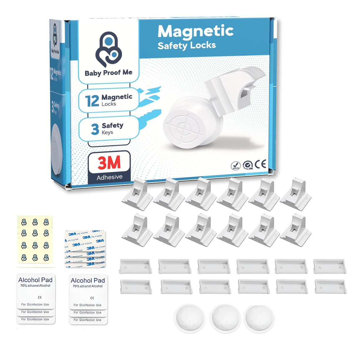 Baby Proof Me Baby Proofing Magnetic Child Safety Cabinet Locks, 12-Pack