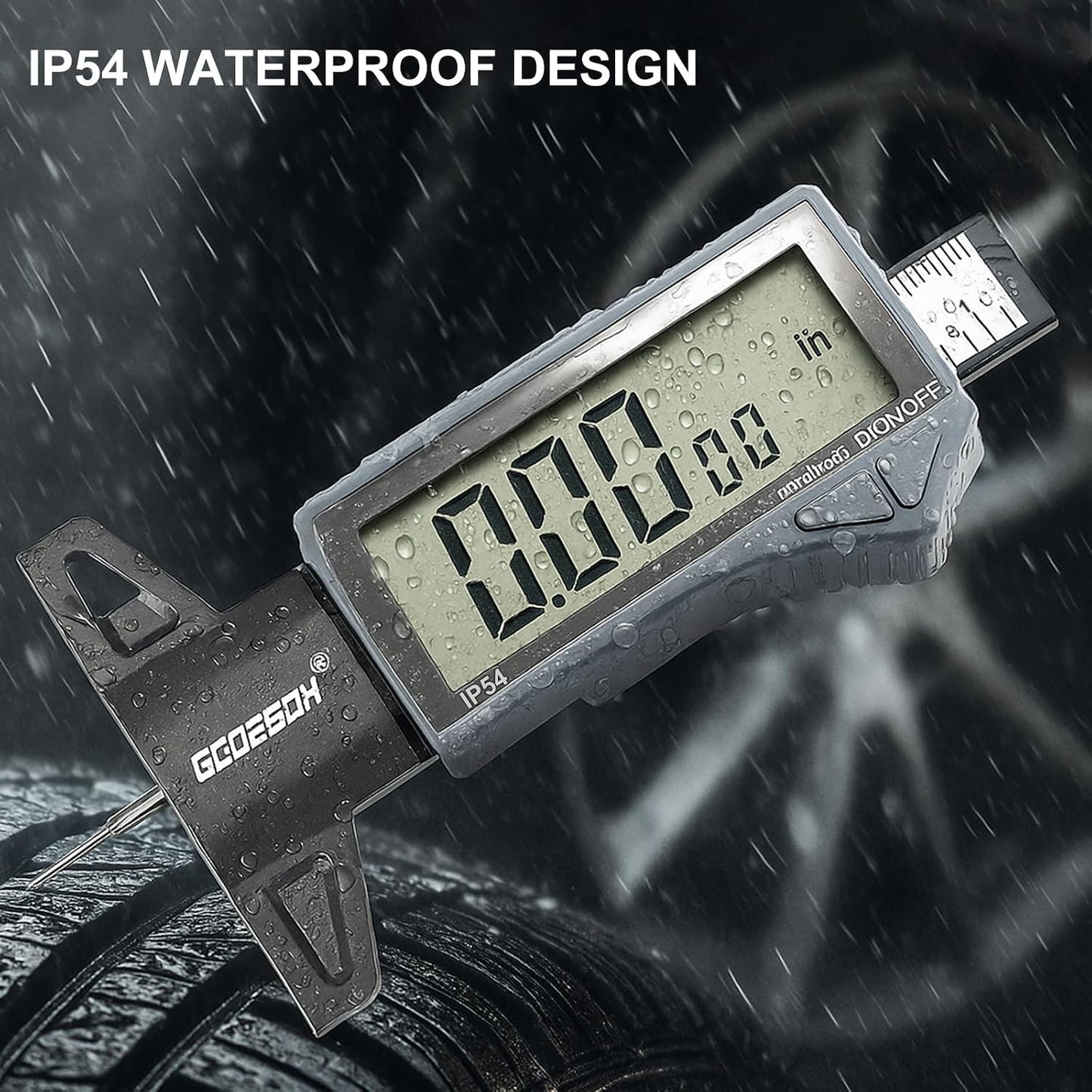 Digital Tire Tread Depth Gauge - IP54 Waterproof, 2.5" LCD Screen, 3 Modes (Fraction/Inch/MM), 1" Range, Auto-Off, Tire Wear Measure Gauge Tool 32nds for Car, Truck & SUV Tires
