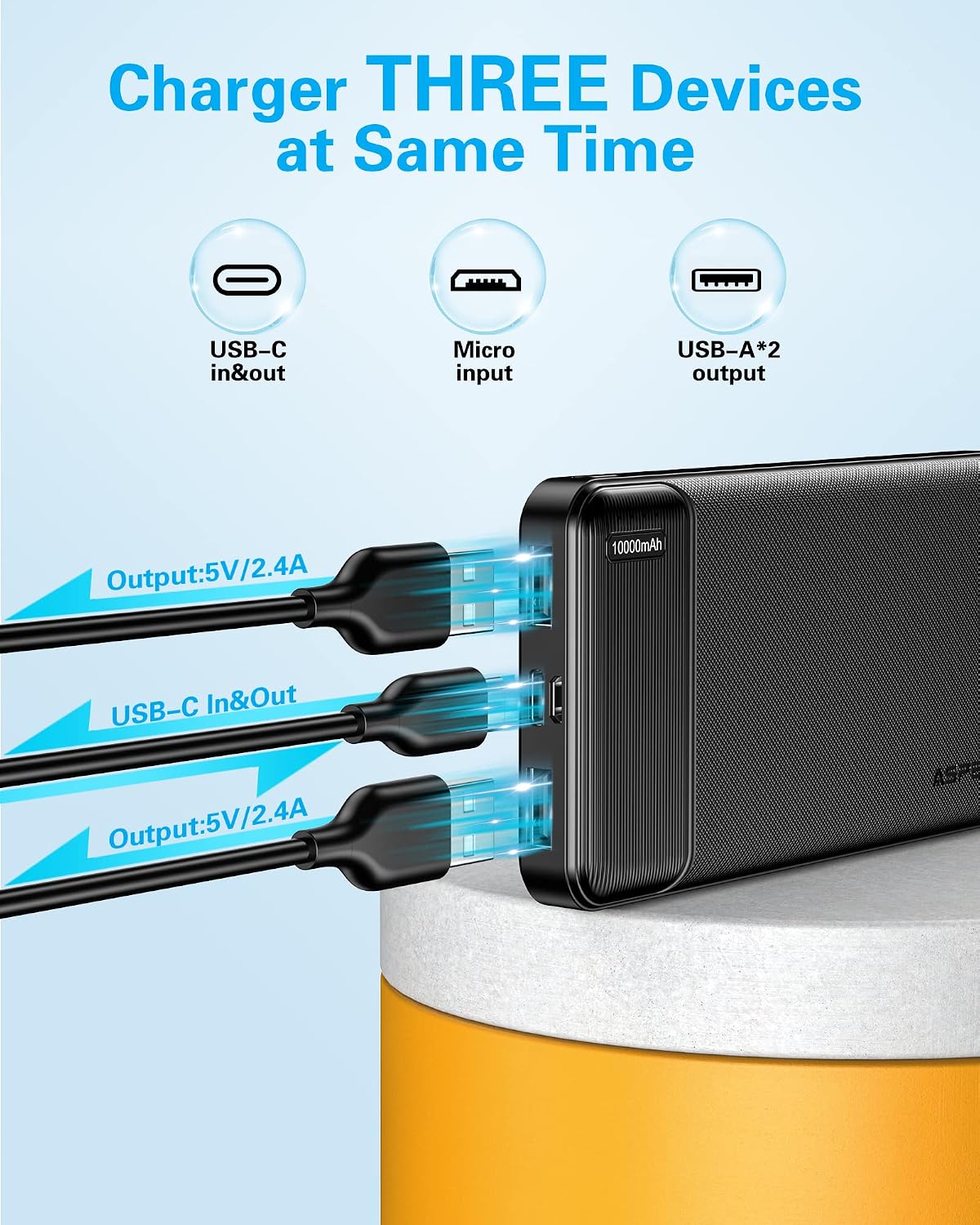 AsperX 2 Pack 10000mAh Portable Charger Dual USB Power Bank Battery Pack | Slim Portable Phone Charger , External Travel Battery Pack for iPhone, Samsung, Google LG and Heated Vest