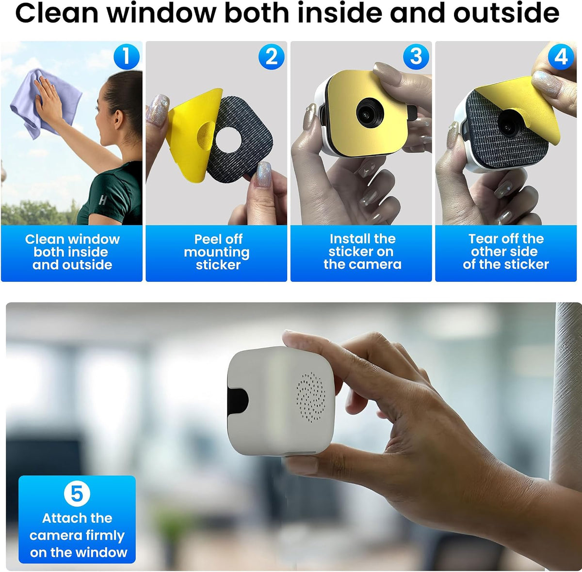 vebiliki 2026 Upgraded 2K Window Camera with 32GB Memory Card, 5GHz & 2.4GHz WiFi Indoor Security Camera with Starlight Color Night Vision, AI Person & Motion Detection, Easy Install, 24/7 Recording