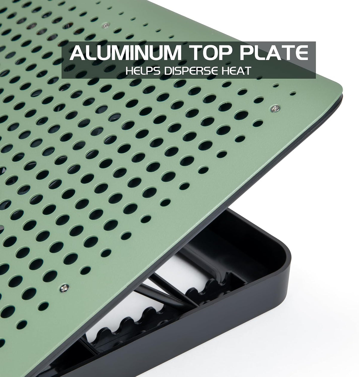 ENHANCE Aluminum Laptop Cooling Pad, 6-Fan Laptop Cooler Stand for 17 Inch Laptops, 7-Height Adjustable Riser with Fan Speed Control, USB Data Pass-Through, Modern Design for Home Office School (Sage)