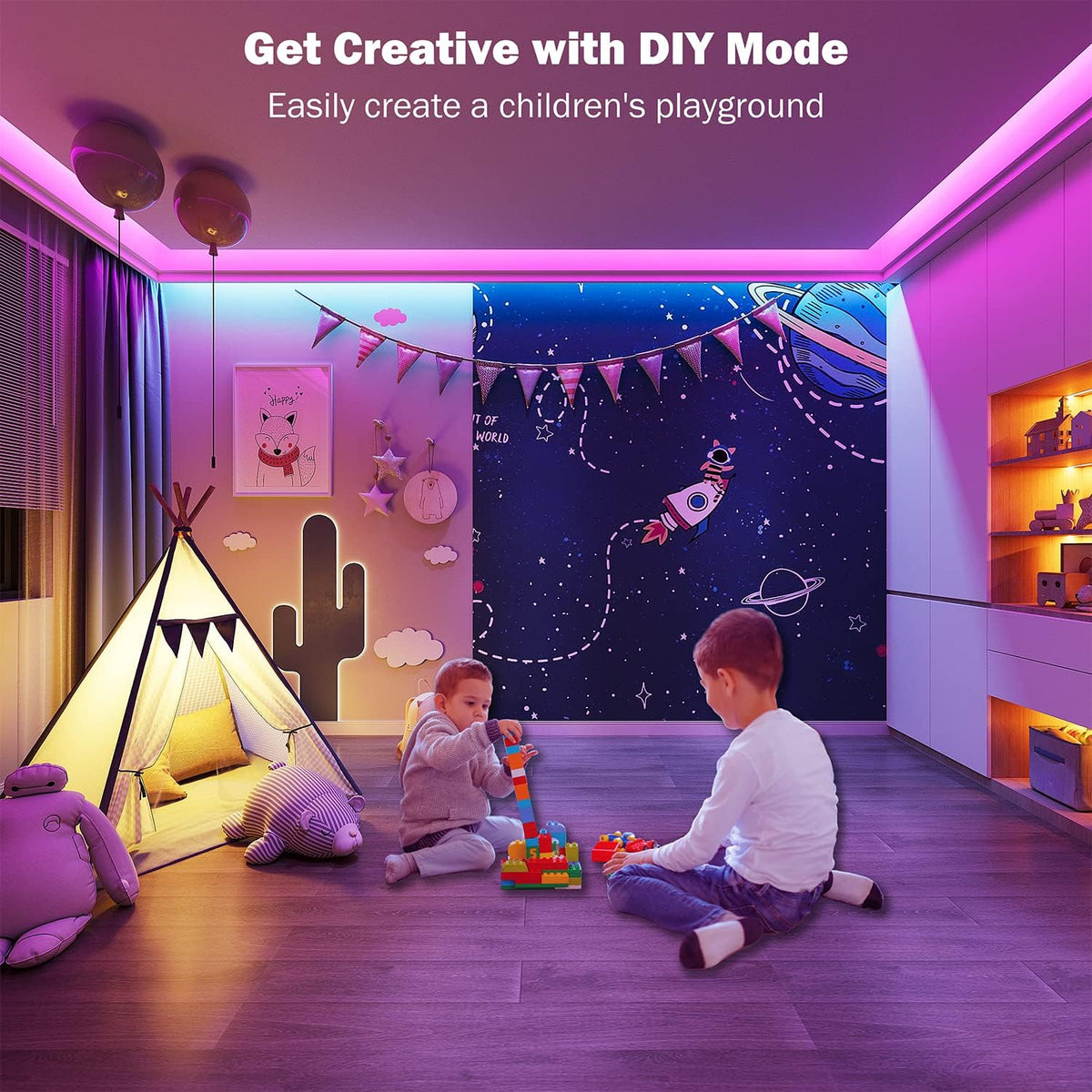 Leeleberd 130 ft Led Lights for Bedroom,(2 Rolls of 65FT) Bluetooth Smart APP Control Color Changing RGB Led Strip Lights with Remote Control Led Lights for Room Kitchen Party Home Decoration