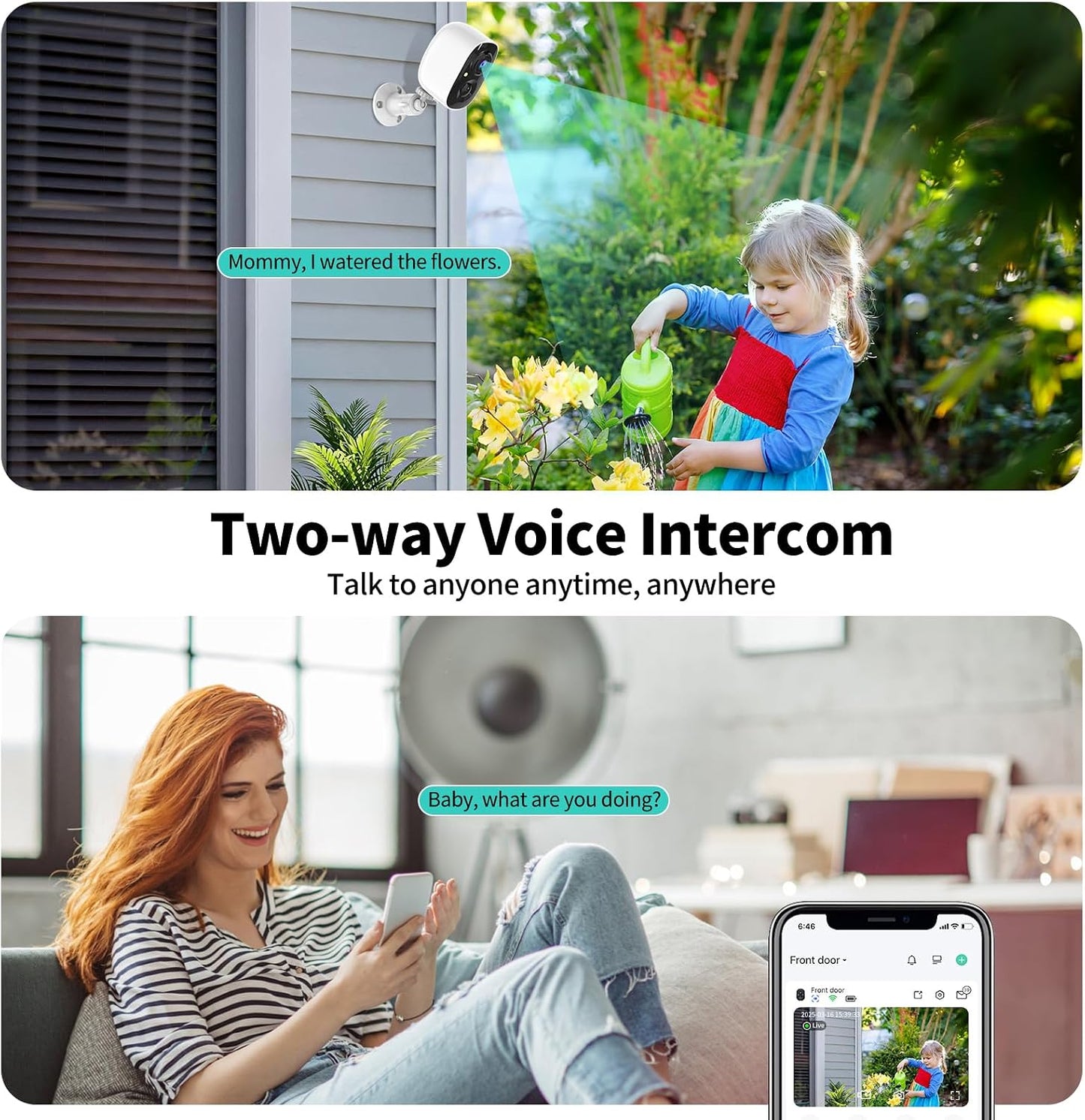 2K Security Cameras Wireless Indoor/Outdoor,WiFi Cameras for home security | FHD WIFI Cameras,Color Night Vision,Motion Detection,2-Way Audio,IP65 Weatherproof,Cloud/SD Storage,(2.4GHz Only),2Pack