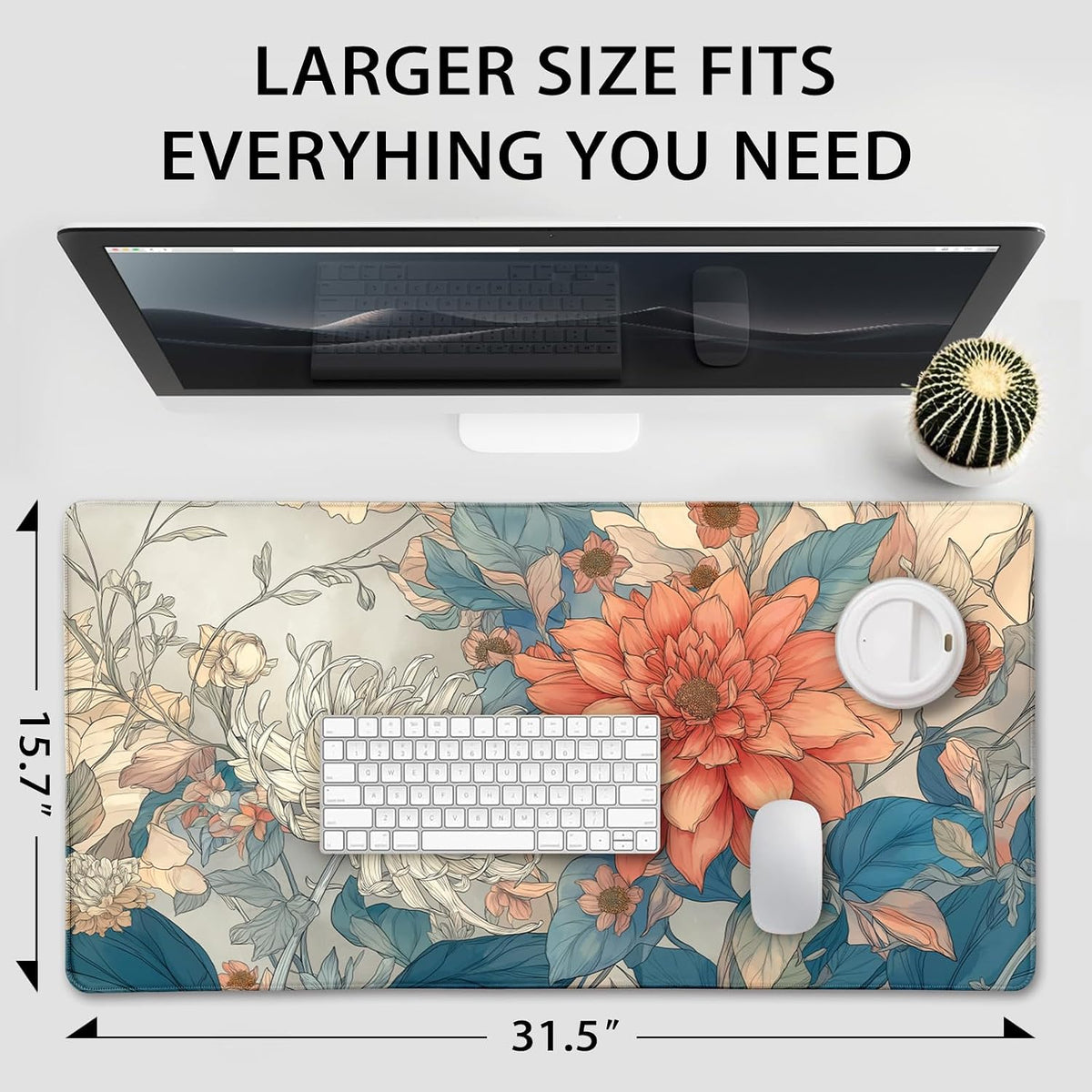 Japanese Floral Large Gaming Mouse Pad Desk Mat 31.5"x15.7"