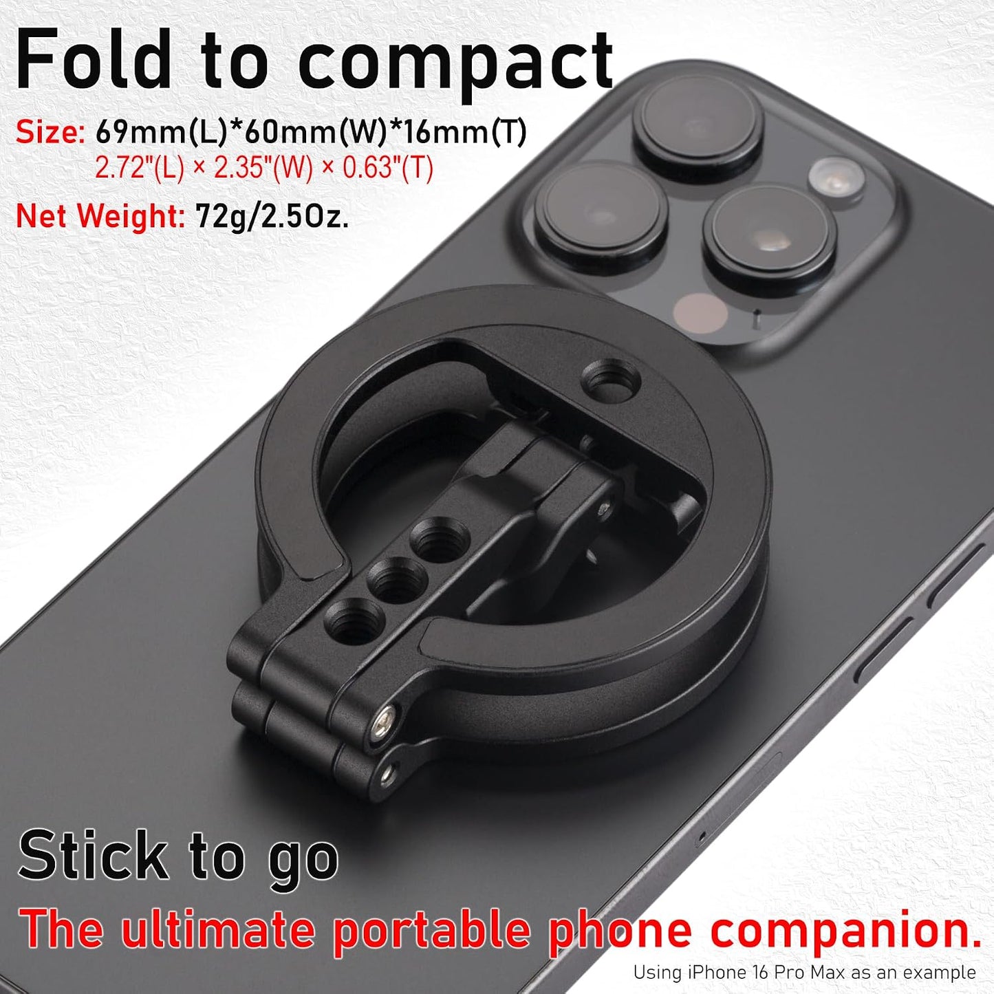 Double Sided Magnetic MagSafe Phone Holder | 360° Adjustable Phone Stand with Cold Shoe & 1/4 Thread Screw, Metal-Attachable Mount for iPhone MagSafe Series, Ideal for Vlog, Selfie & Live Broadcast