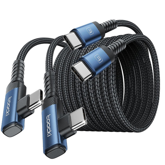 toocki USB C to USB C Charger Cable 10ft, 2Pack, 60W Type C Charging Cord | Right Angle, Fast Charging, Nylon Braid, Fit for iPhone 17 16 15 Pro Plus Pro Max Air/MacBook Air/Samsung S26 Ultra /S25