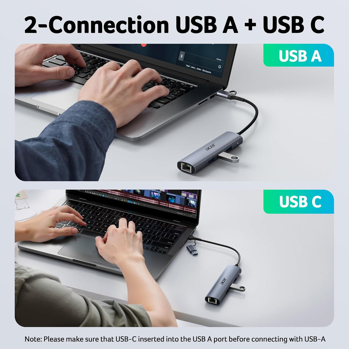 Acer USB to Ethernet Adapter, USBC Hub Ethernet 1Gbps with 3*USB 3.0