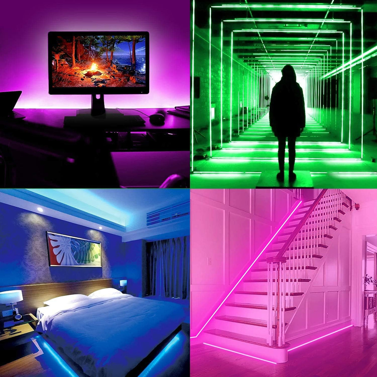 PAUTIX 5V USB COB RGB LED Strip Light 4.92ft/1.5m Color Changing Light Strips,TV Backlight Multicolor Flexible Under Cabinet Tape Lights with Bluetooth Control for Bedroom,Kitchen,Home DIY Lighting