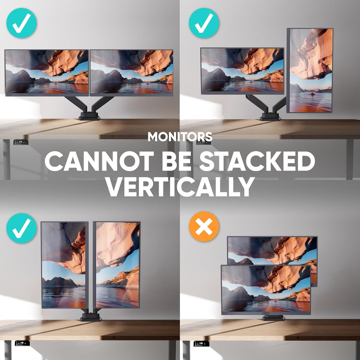 ONKRON Dual Monitor Arm 13-32 Inch, 22 lbs (x2), max VESA 100x100, Black