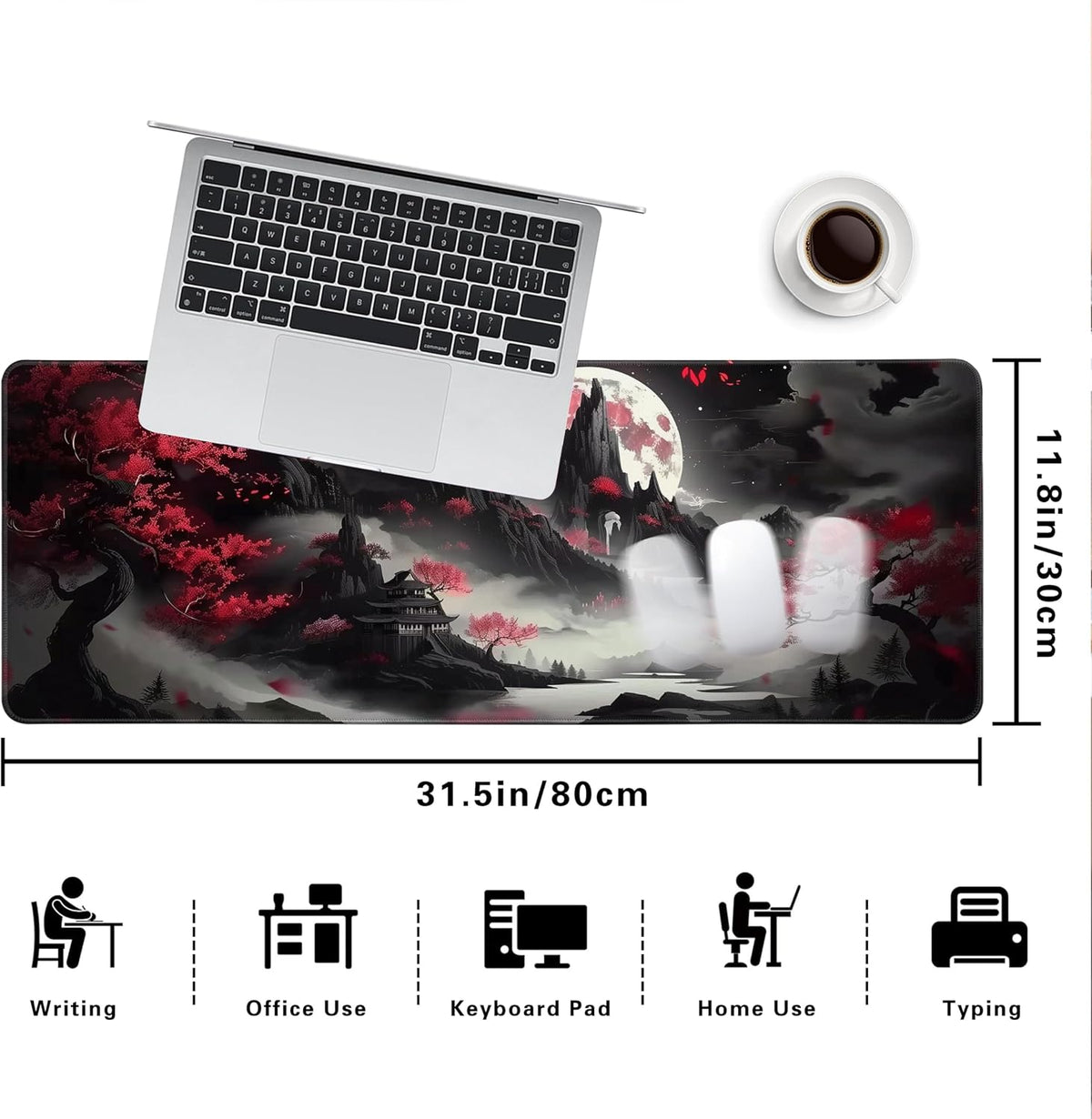 Mouse Pad, XL, Dark Moon, 31.5" x 11.8", Rubber, Gaming & Office Use