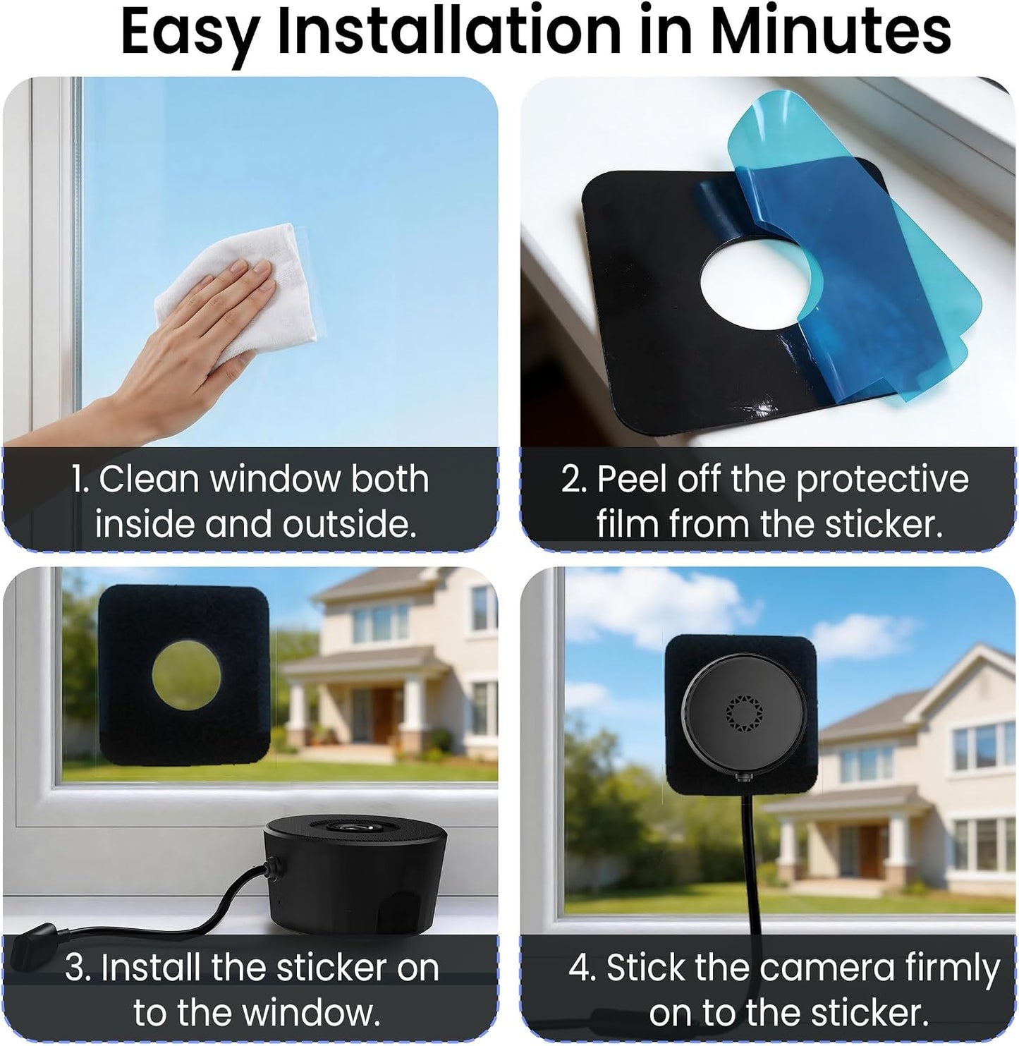2K 3MP Window Camera, 5GHz & 2.4GHz WiFi Dome Cameras for Home Security for Indoor & Outdoor Monitoring, with Full Color Starlight Night Vision, Motion/Human Detection, Easy Install, 24/7 Recording
