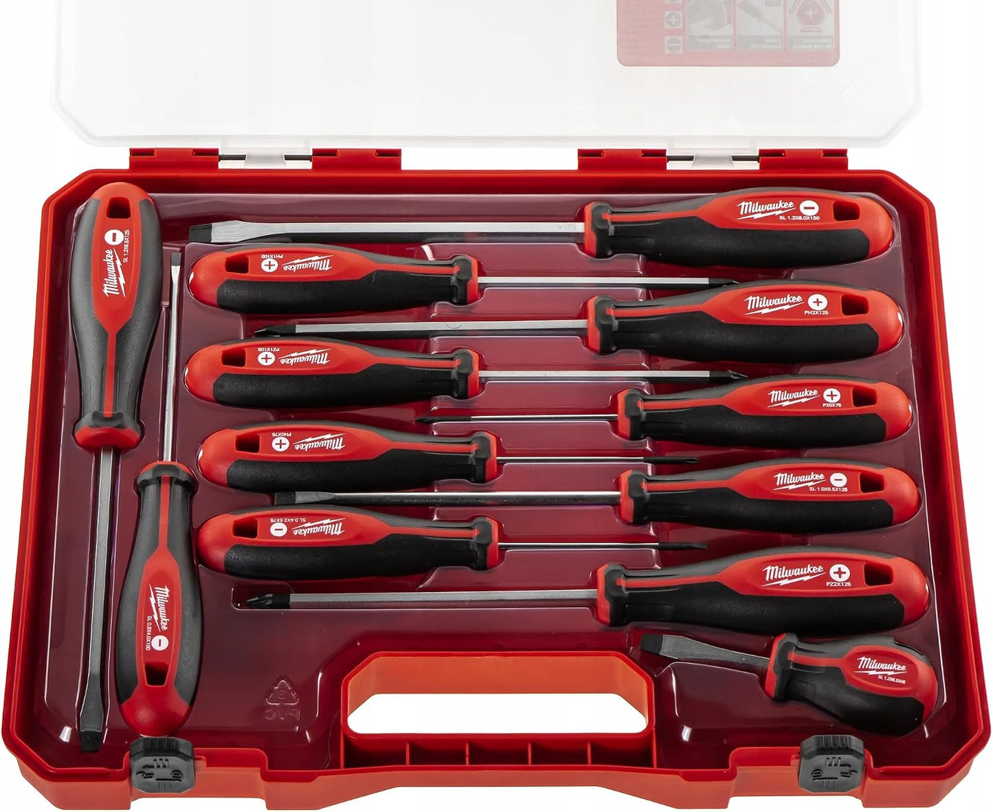 Milwaukee Set of 12 Tri-Lobe Screwdrivers 4932472003,Red