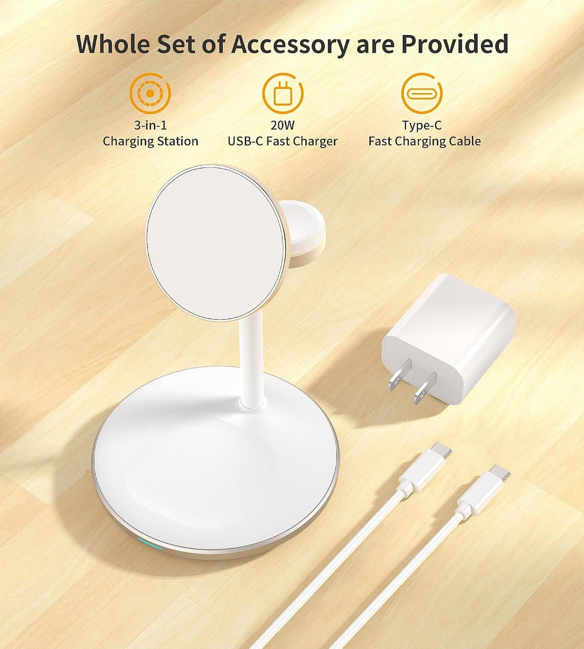 XooFly 3 in 1 Magnetic Wireless Charging Station for Apple Devices,15W