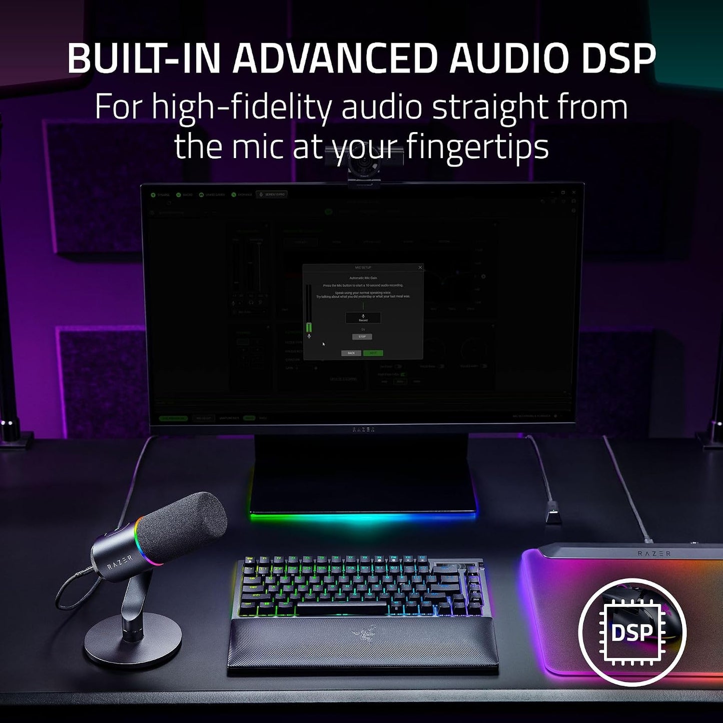 Razer Seiren V3 Pro Microphone, Dynamic USB Type C & XLR Mic, Black | 32-bit Float Support, Built-in Audio DSP, AI Noise Removal, Shock Absorber & Pop Filter, Chroma RGB Lighting Ring, Streaming