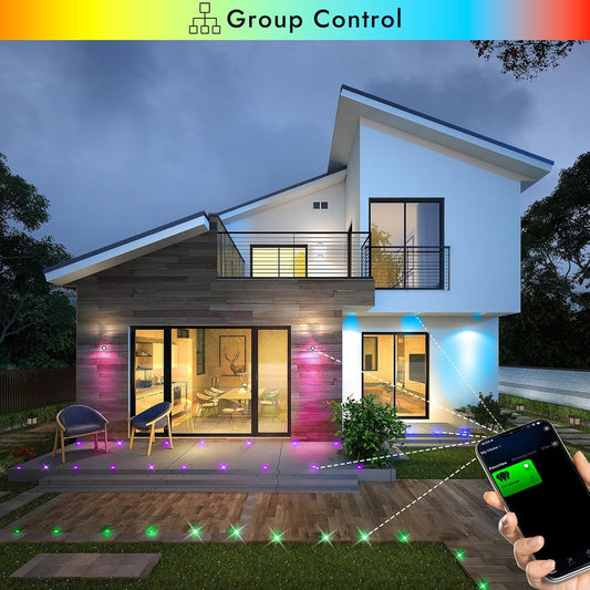 20 Pack LED Deck Lights, Φ1.77 Black Shell WiFi Smart RGBW Muti-color