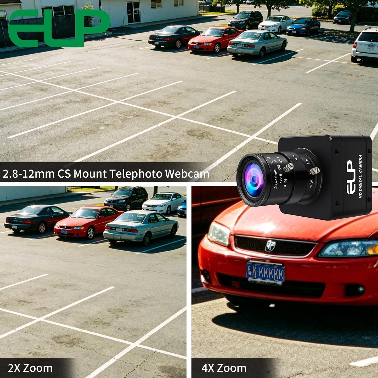 ELP High Speed Global Shutter USB3.0 Zoom Camera, 720P/200fps, 1200P/120fps, USB3.0/2.0 Manual Focus Lightburn Cameras for Windows, Linux, Mac, Pi, Fast Frame 2.8-12mm 4X Zoom AR0234 Webcam for PC