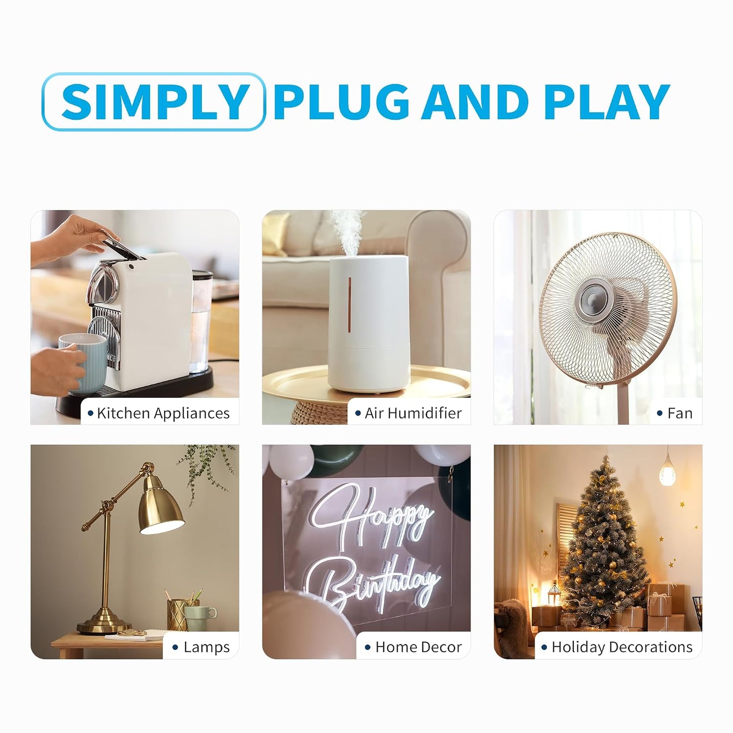 Remote Control Outlet with 2 Independent Control Sockets, Wireless Remote Light Switch Set, Remote Outlet Plug Up to 100 FT Range, FCC Certified, 15A/1875W, White (2 Outlets + 1 Remote)