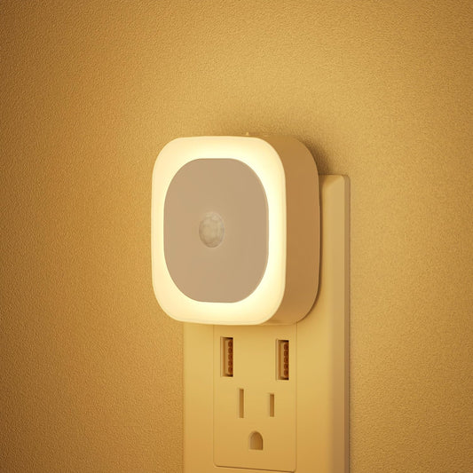YUNLEX Night Lights Plug into Wall Motion Sensor, Warm White, 2 Pack
