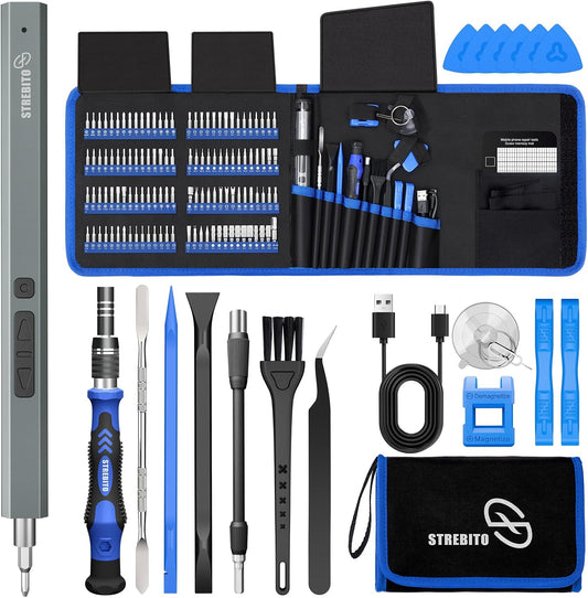 STREBITO Electric Screwdriver, 144-in-1 Precision Screwdriver Set | 120 Magnetic Bits, Organized Storage and Portability, Small Tool Kit for Electronics, PC, Computer and Laptop