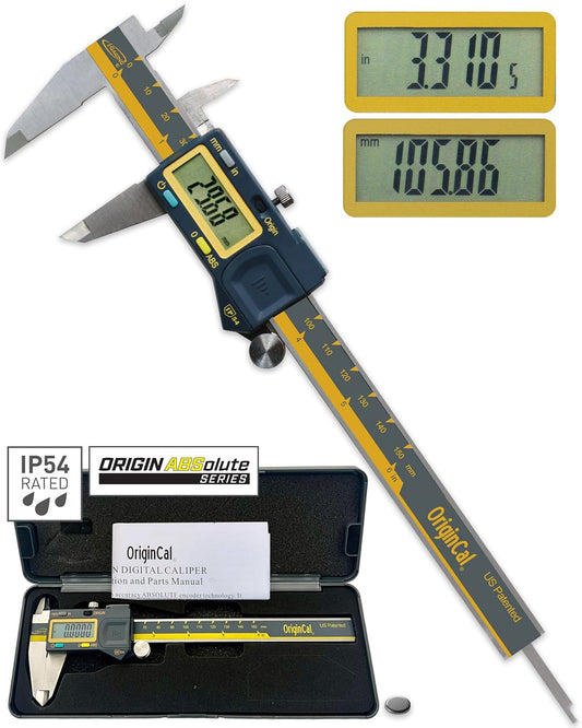 iGAGING Absolute Origin 0-6" Digital Caliper, IP54 Stainless Steel, SPC/USB Output Port, Inch & Metric Modes, Case, Manual
