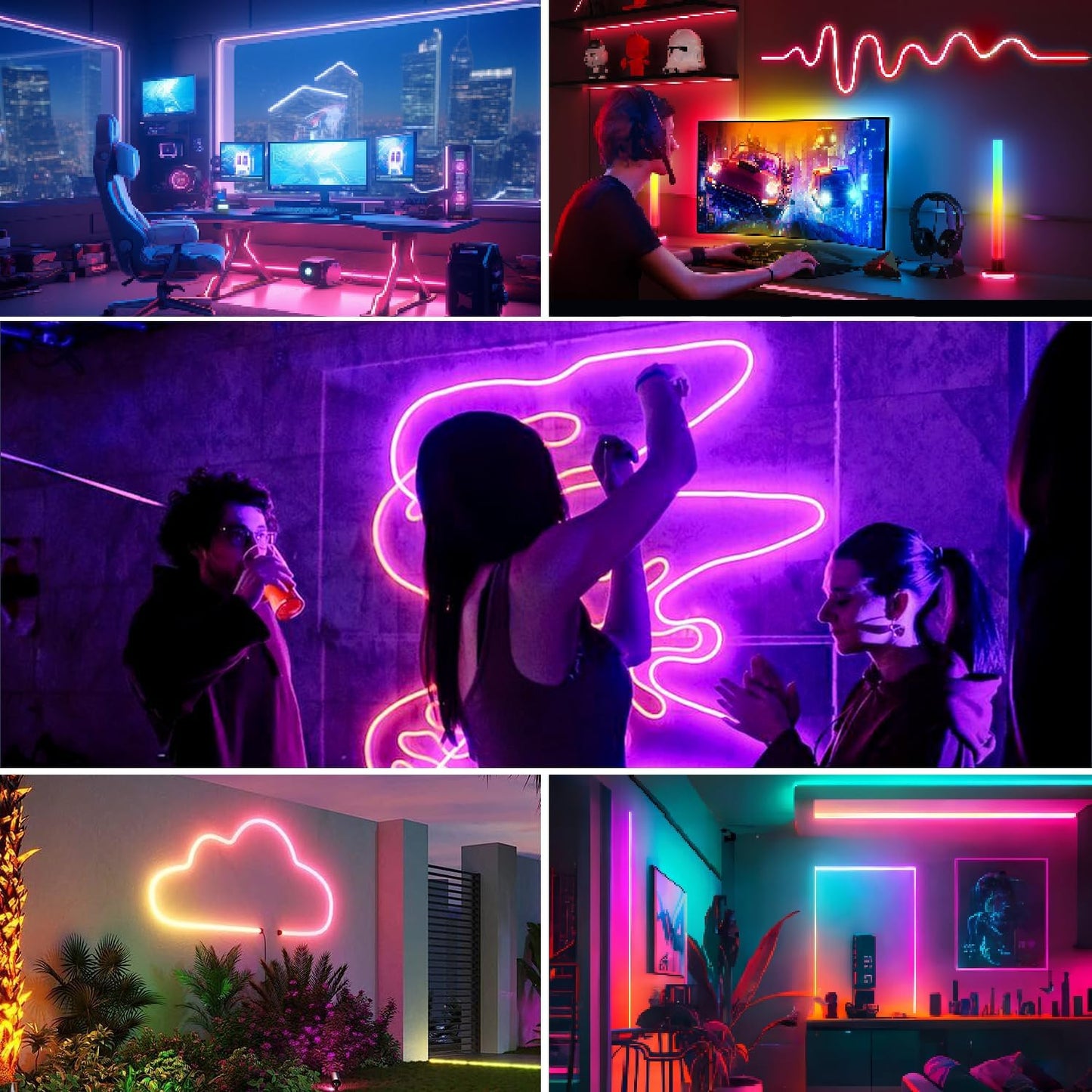 20Ft Neon Rope Lights,Flexible Led Rope Lights Control with App/Remote,Multiple Modes Rope Lights,IP65 Outdoor Waterproof,Music Sync Light Strip for Bedroom