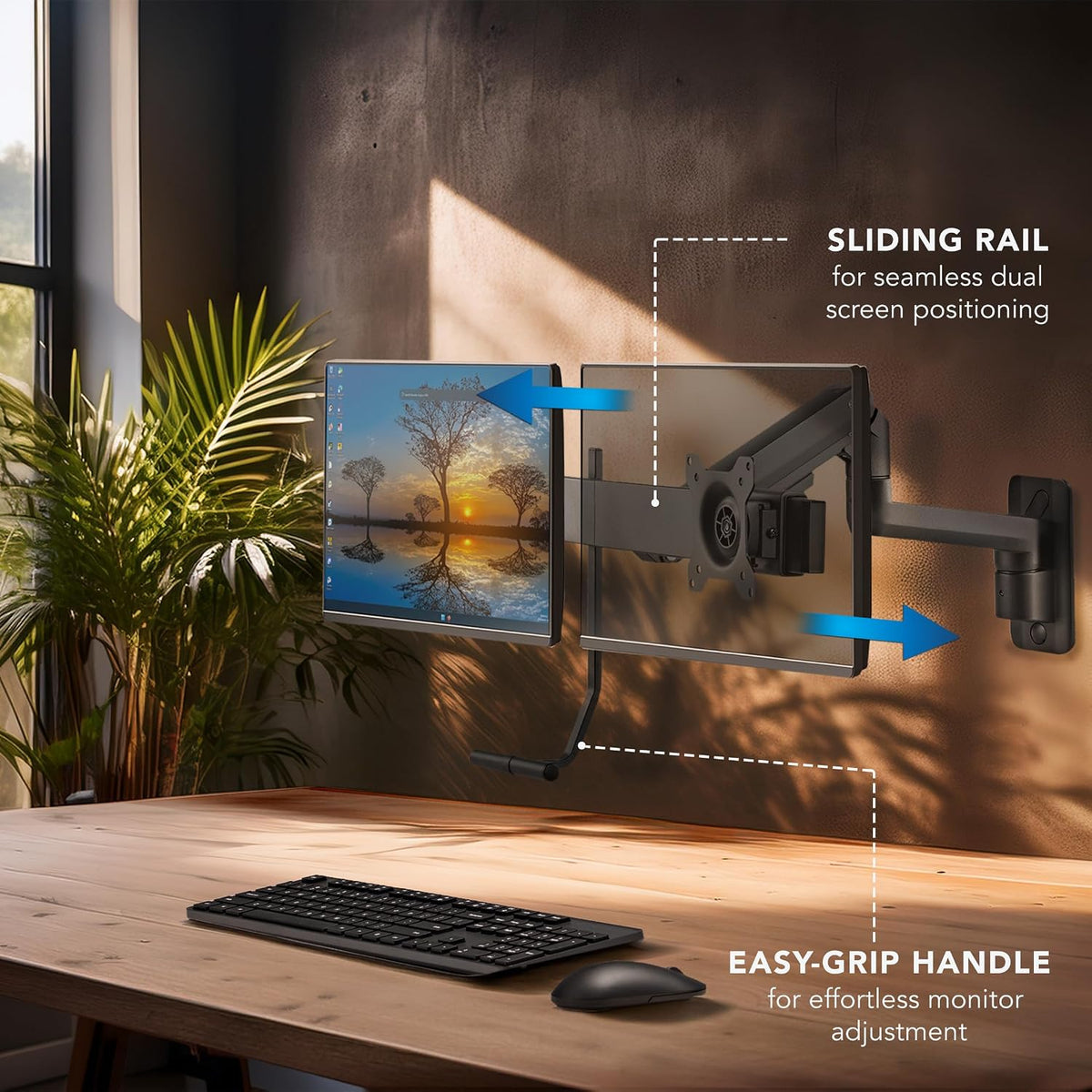 Mount-It! Proflex Dual Monitor Wall Mount with Crossbar