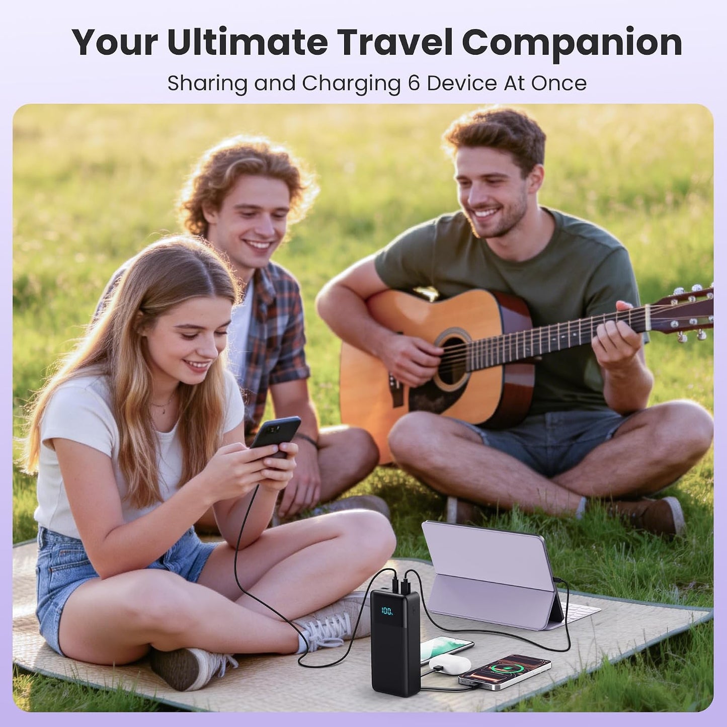 Portable Charger Power Bank 50800mAh,25W USB C Fast Charging Battery Pack with 3 Built in Cables & LED Display,6 Output 2 Input Travel Essentials Phone Charger for iPhone 17/16/15,Galaxy,Android etc