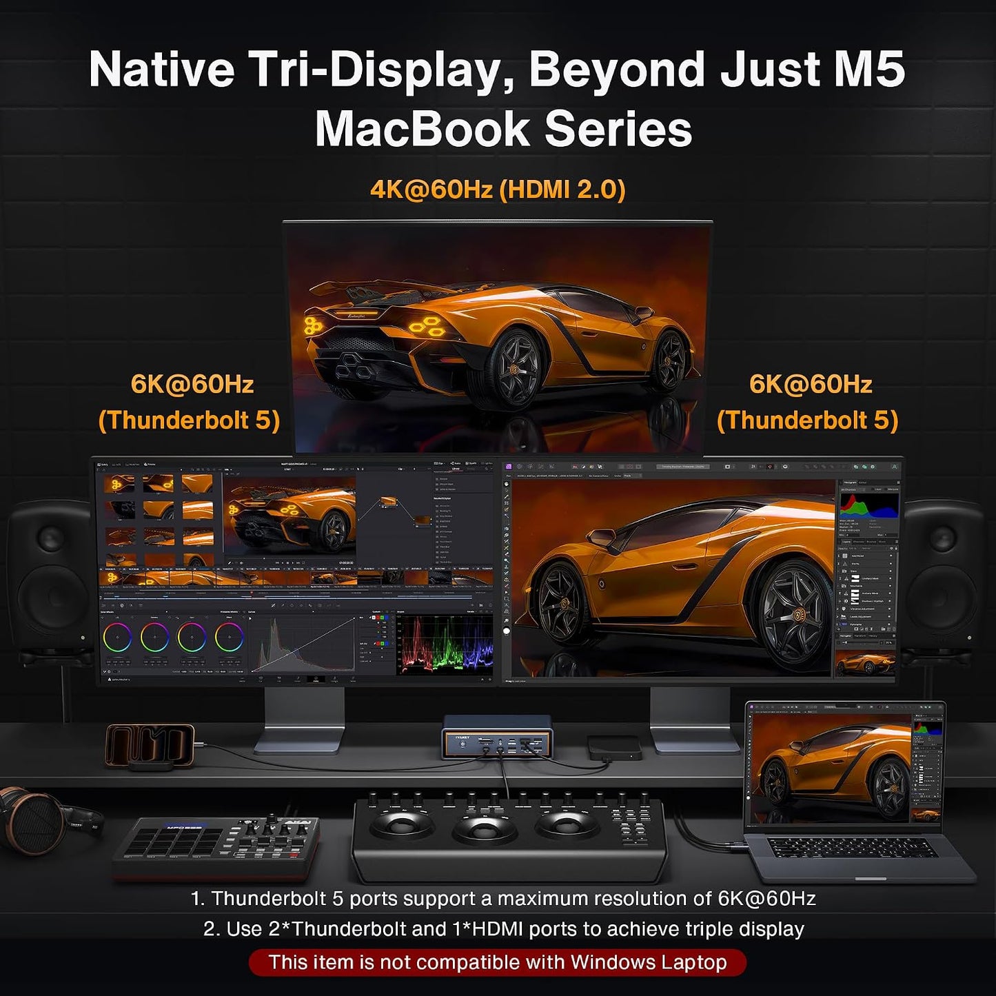 iVANKY FusionDock Max 2 23-in-1 Intel Certified Thunderbolt 5 Dock | Triple 6K@60Hz, 3*TB5 Downstream, 120Gbps, Only for Mac M1-M5 Pro/Max, 6*10Gbps, 140W PD, 2.5GbE (Incompatible with Windows)