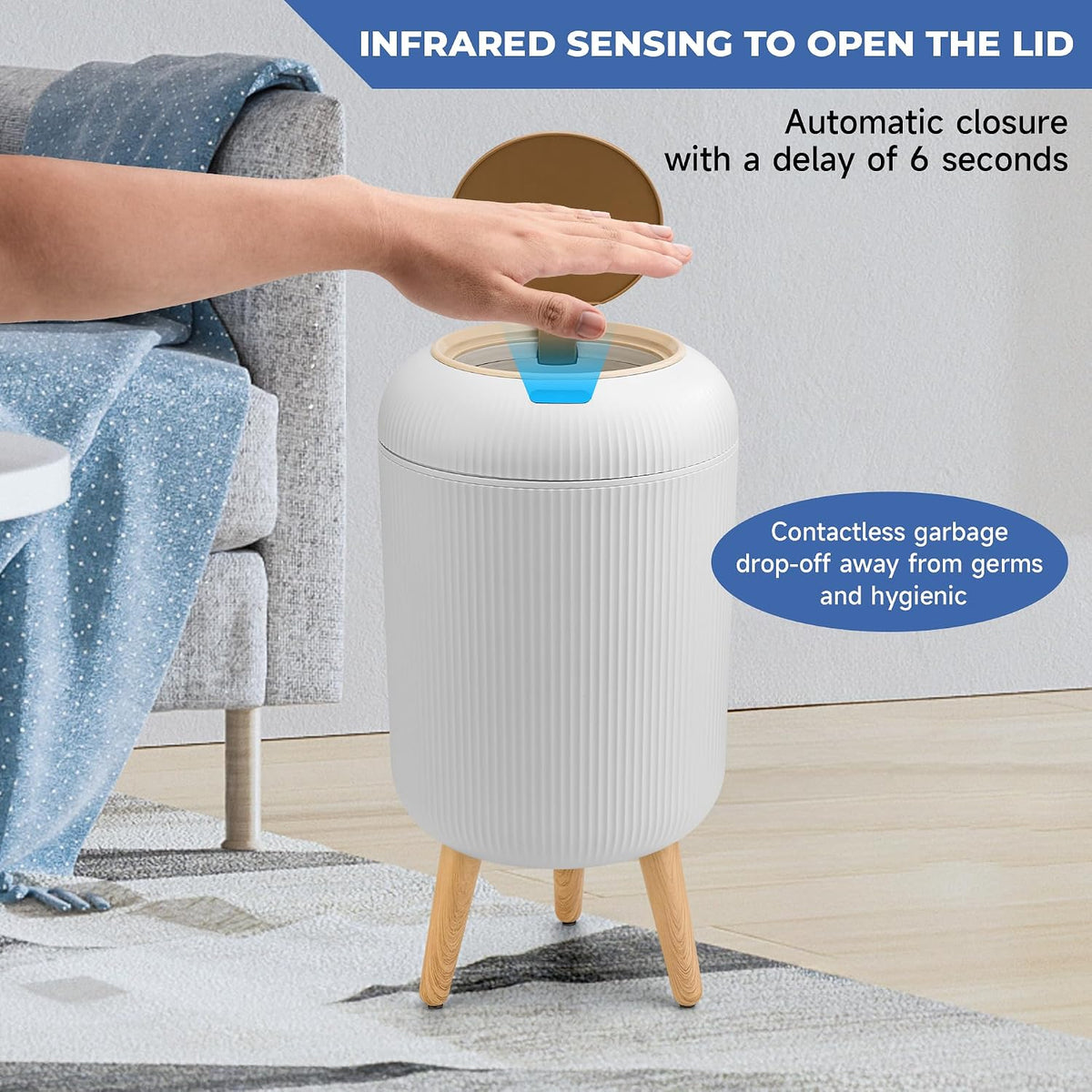 Pukomc Smart Sensor Wastebasket, Convenient and Hygienic Easy to Use