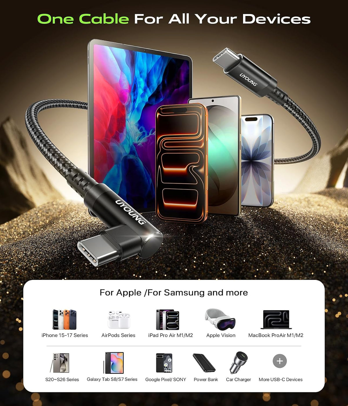 USB C to USB C Cable 90 Degree 60W USB C to C Fast Charging Cable 6ft