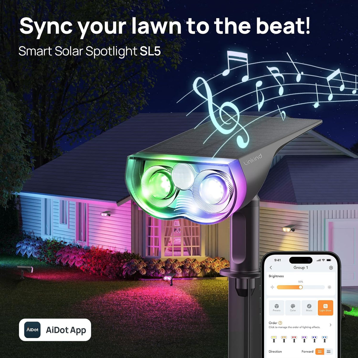 Linkind Smart Solar Lights Outdoor SL5,Motion Sensor,Halloween Decoration