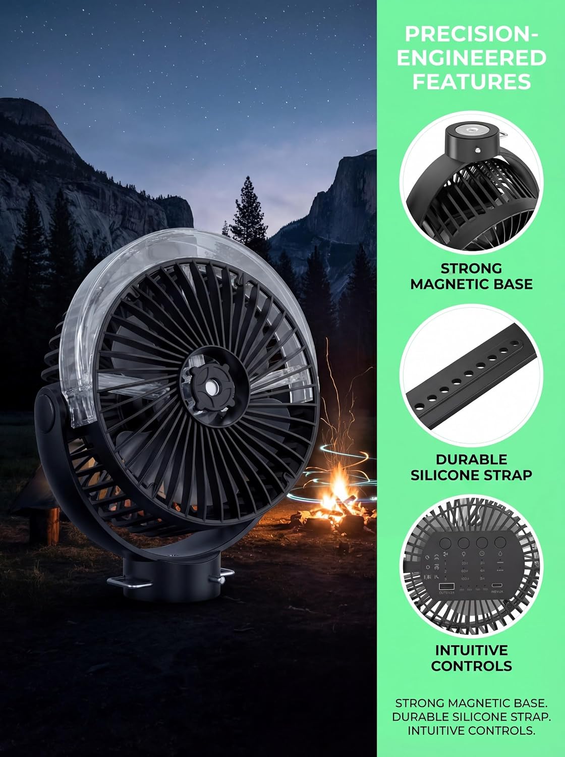 2-Pack Magnetic Golf Cart Misting Fan with Heavy-Duty Strap, 12000mAH Battery Operated Portable Fan with 4 Speeds, LED, Timer, Suitable for EZGO Club Car Yamaha, Golf Cart & Camping Accessories 2026