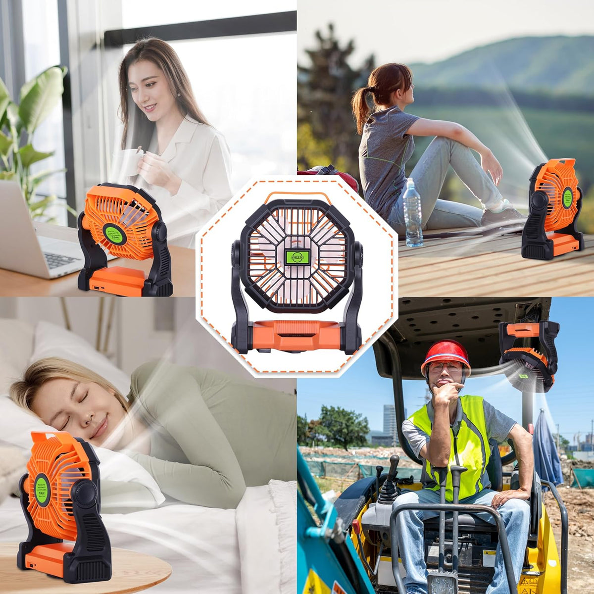 20000mAh Portable Fan Rechargeable Battery Powered Fan Camping Essentials | TDLOL Cordless Rechargeable Battery Operated Camping Fan with Light & Hook,USB Personal Fans Outdoor Beach Tent Travel Desk