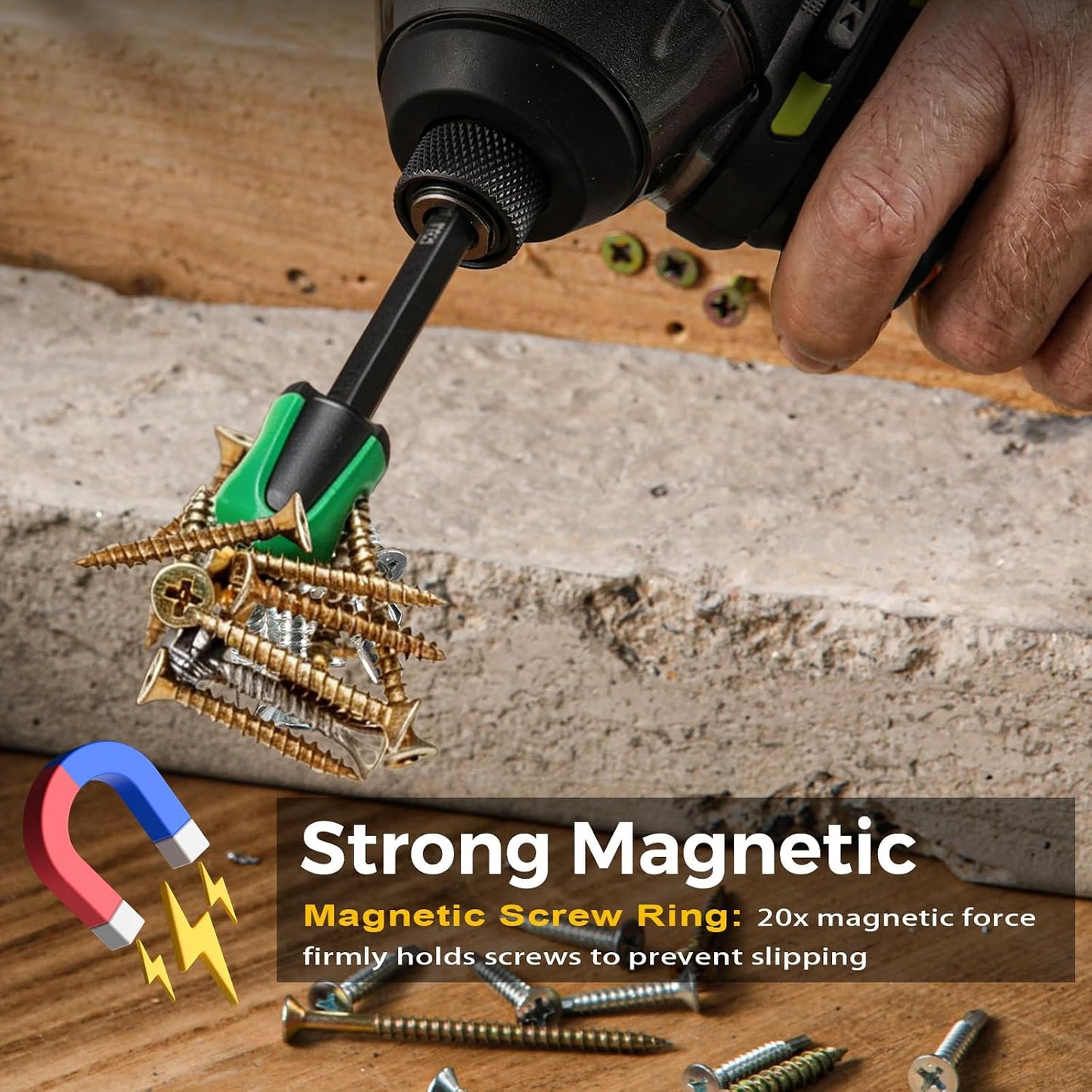 PH1 PH2 PH3 Mixed Anti Slip Screwdriver Bits Set,New 360° Laser Etched Strong Magnetic Phillips Impact Bit,Taiwan S2 CNC Precision Tip Long Bits Includes Screwdriver Magnetizer | 10 Pack