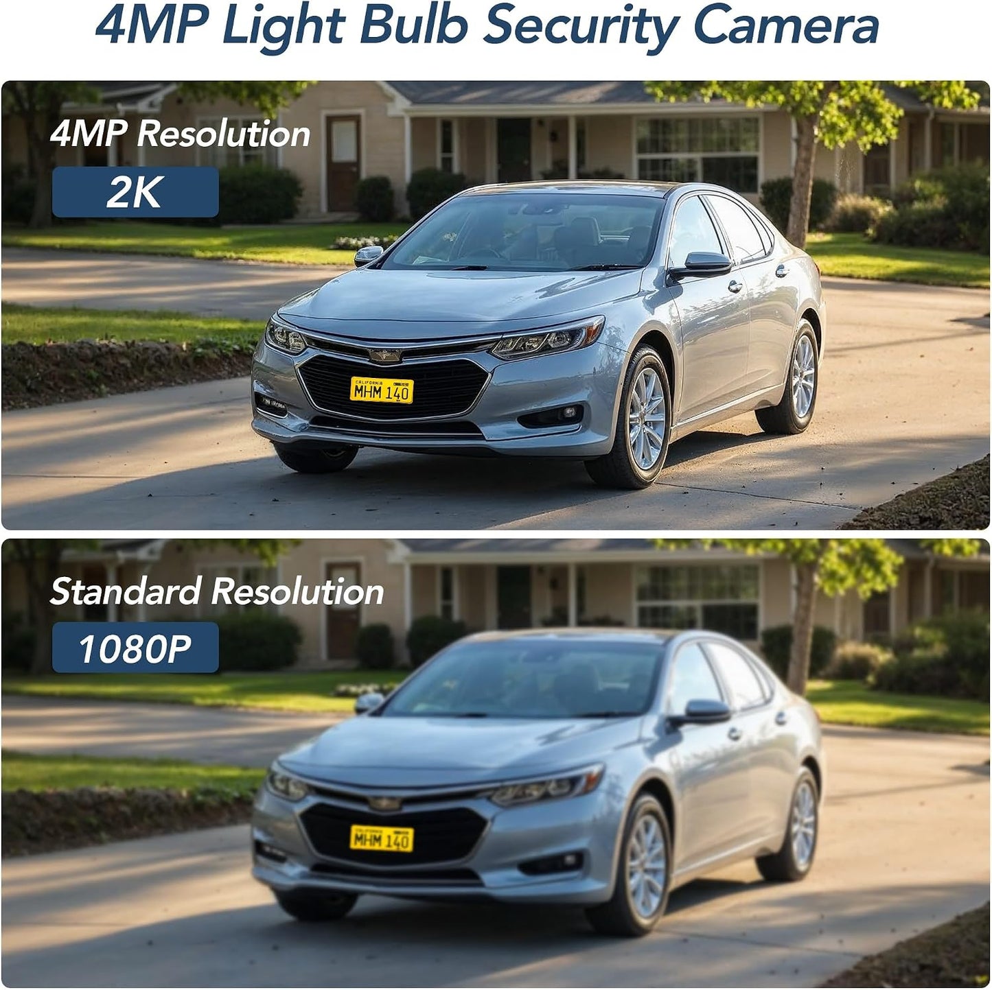 GNCC 2K Light Bulb Security Camera, 360° Outdoor Camera 2.4G WiFi (1-Pack) | Easy Screw-in Porch/yard Bulb socket, Full color night vision, Motion Detect, Built-in LED Bulb/Spotlight, SD/Cloud Storage