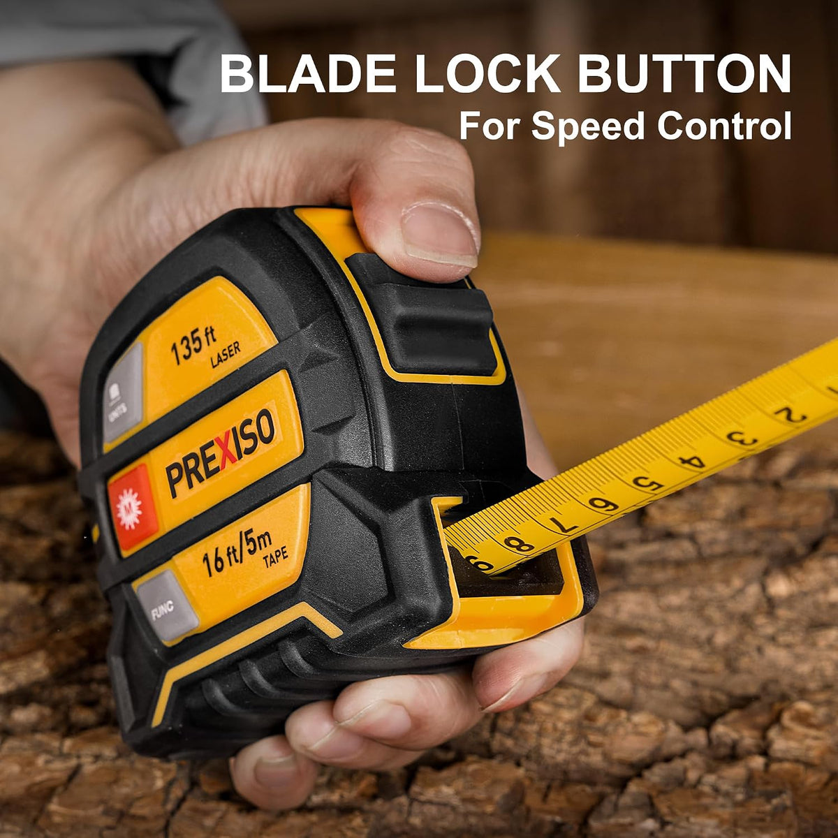 PREXISO 2-in-1 Laser Tape Measure 135Ft Rechargeable Laser Measurement Tool | 16Ft Measuring Tape with Movable Magnetic Hook - Pythagorean, Area, Volume, Ft/Ft+in/in/M Unit NOT Digital