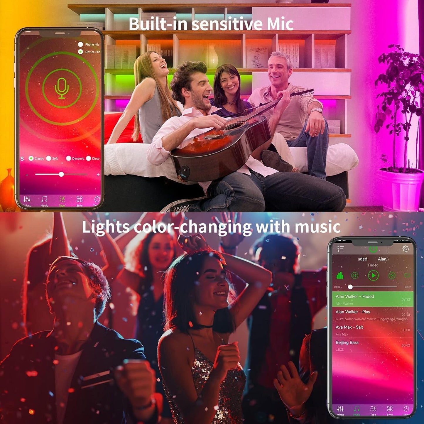 KSIPZE Led Lights for Bedroom 50ft Led Strip Lights with Remote App Control | RGB Color Changing Music Sync for Room Bedroom Lighting Flexible Home Décor