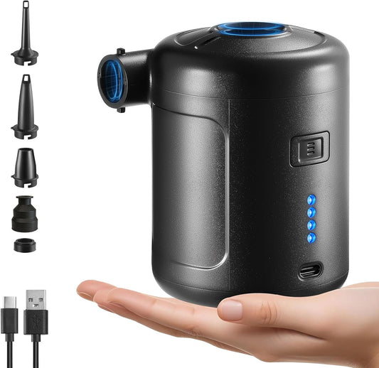 Portable Air Pump for Inflatables, Rechargeable Air Mattress Pump, 6000mAh | 400L/min Battery Powered Air Pump for Quick Inflate and Deflate of Air Beds, Pool Floats, Swim Rings and Vacuum Storage Bags